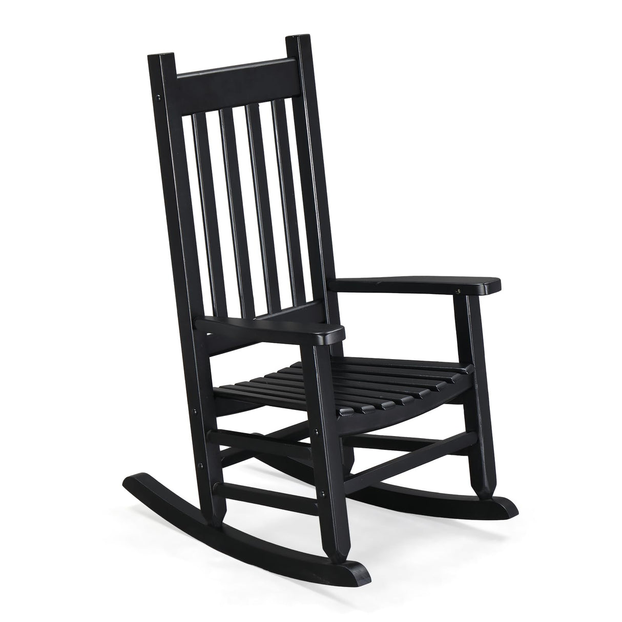 VINGLI Outdoor Child’s Rocking Chair, All Weather Wooden Rocking Chair with High Backrest, Patio Rocker for Garden, Yard, Balcony, Wooden Rocker for 3-9 Years Old, Black VINGLI