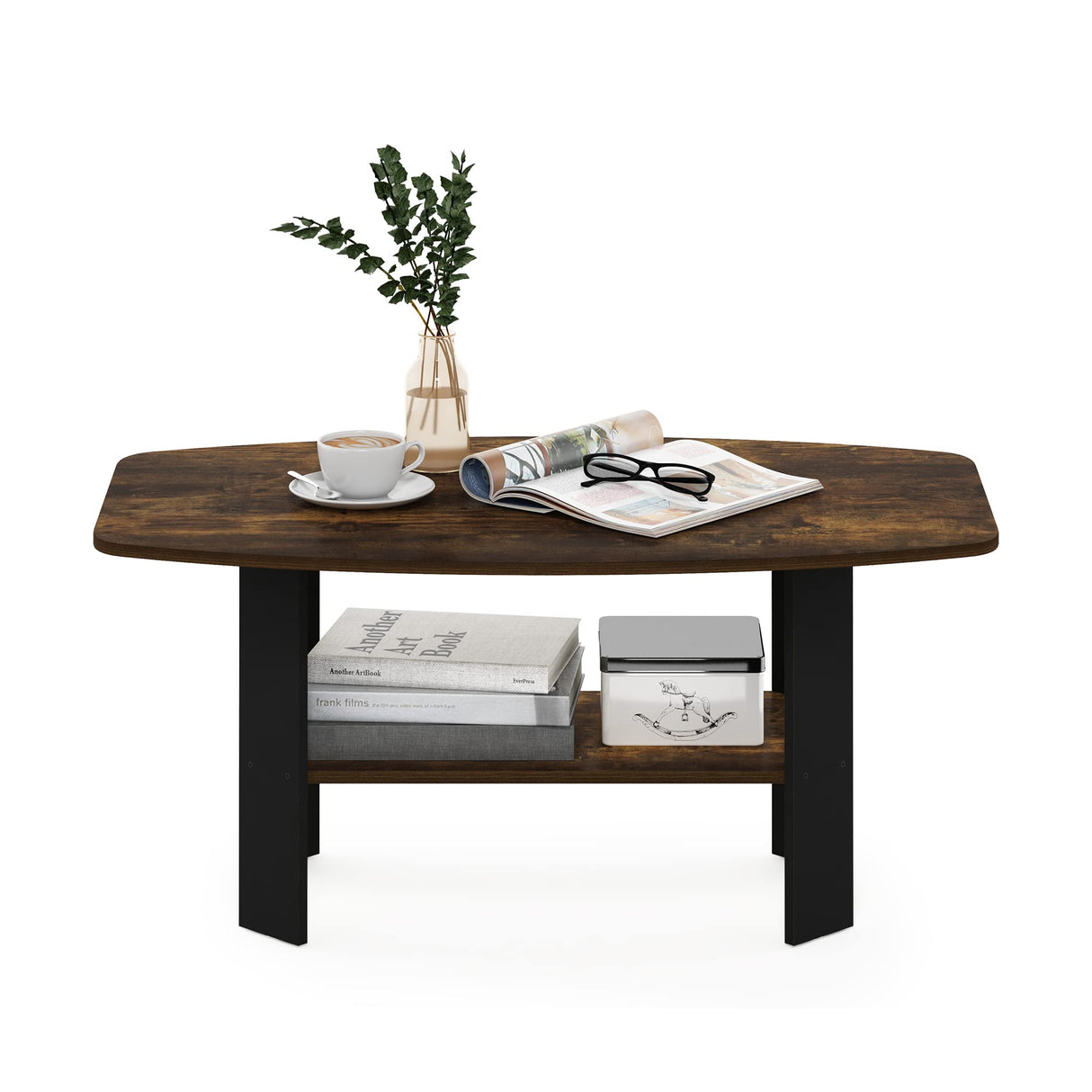 Furinno Simple Design Coffee Table, Amber Pine/Black Furinno