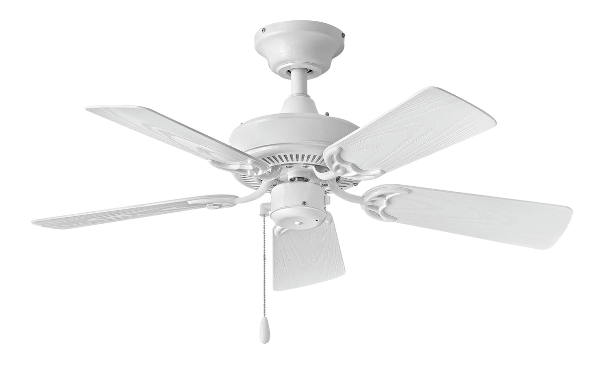 Hinkley Cabana 36" Indoor/Outdoor Dual Mount Ceiling Fan with Remote - Pull Chain Operation, Composite Fan Blades - Appliance White Hinkley