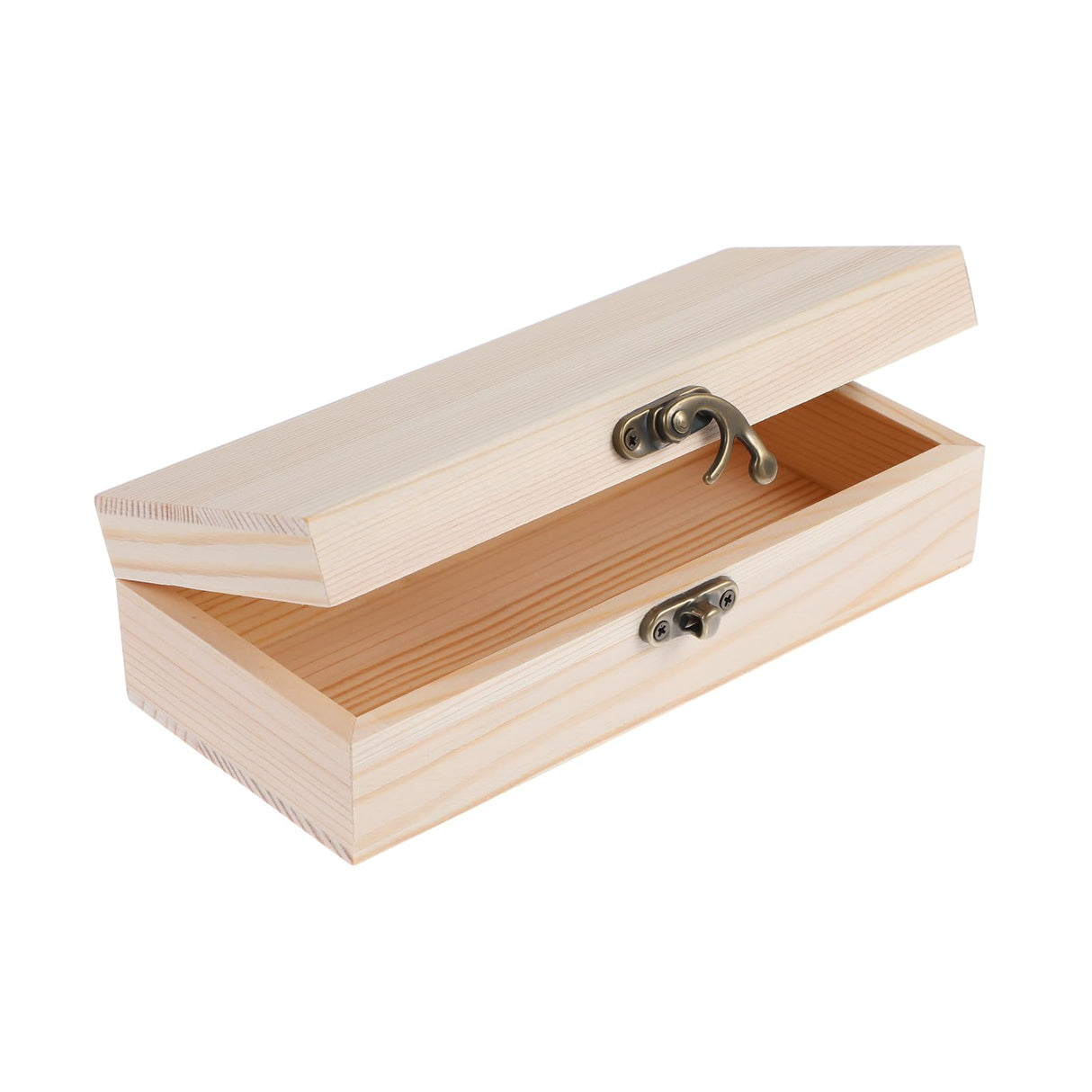 AHQiZFX 1 Pack Unfinished Wooden Box with Hinged Lid and Front Clasp, Unpainted Wooden Jewelry Box for DIY Art Project Crafts Woodcraft Keepsake Jewelry Plain Pine Box (7"x3.2"x2") AHQiZFX