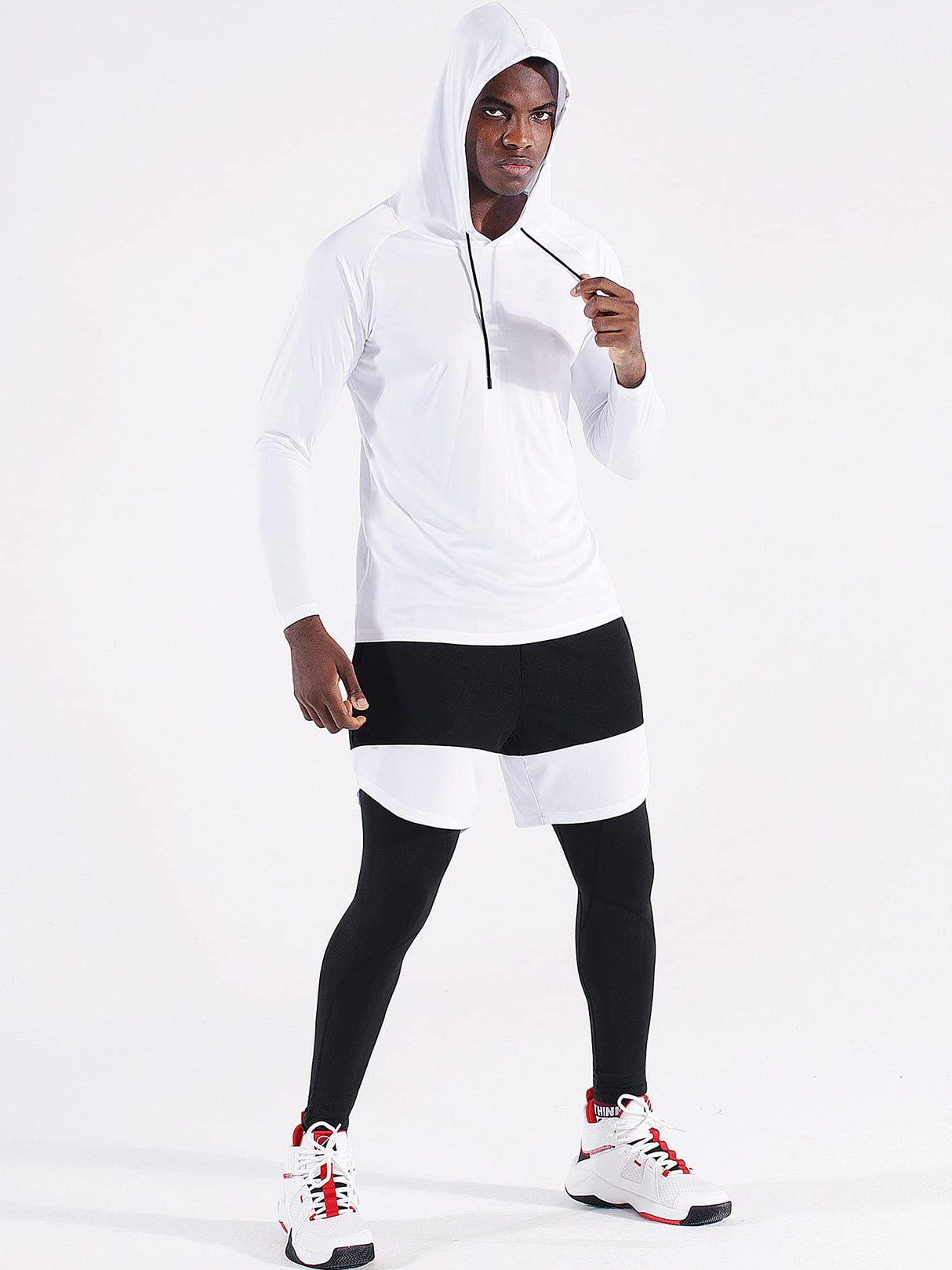 CADMUS Men's Workout Long Sleeve Fishing Shirts UPF 50+ Sun Protection Dry Fit Hoodies,1 Pack,096,White,Large CADMUS