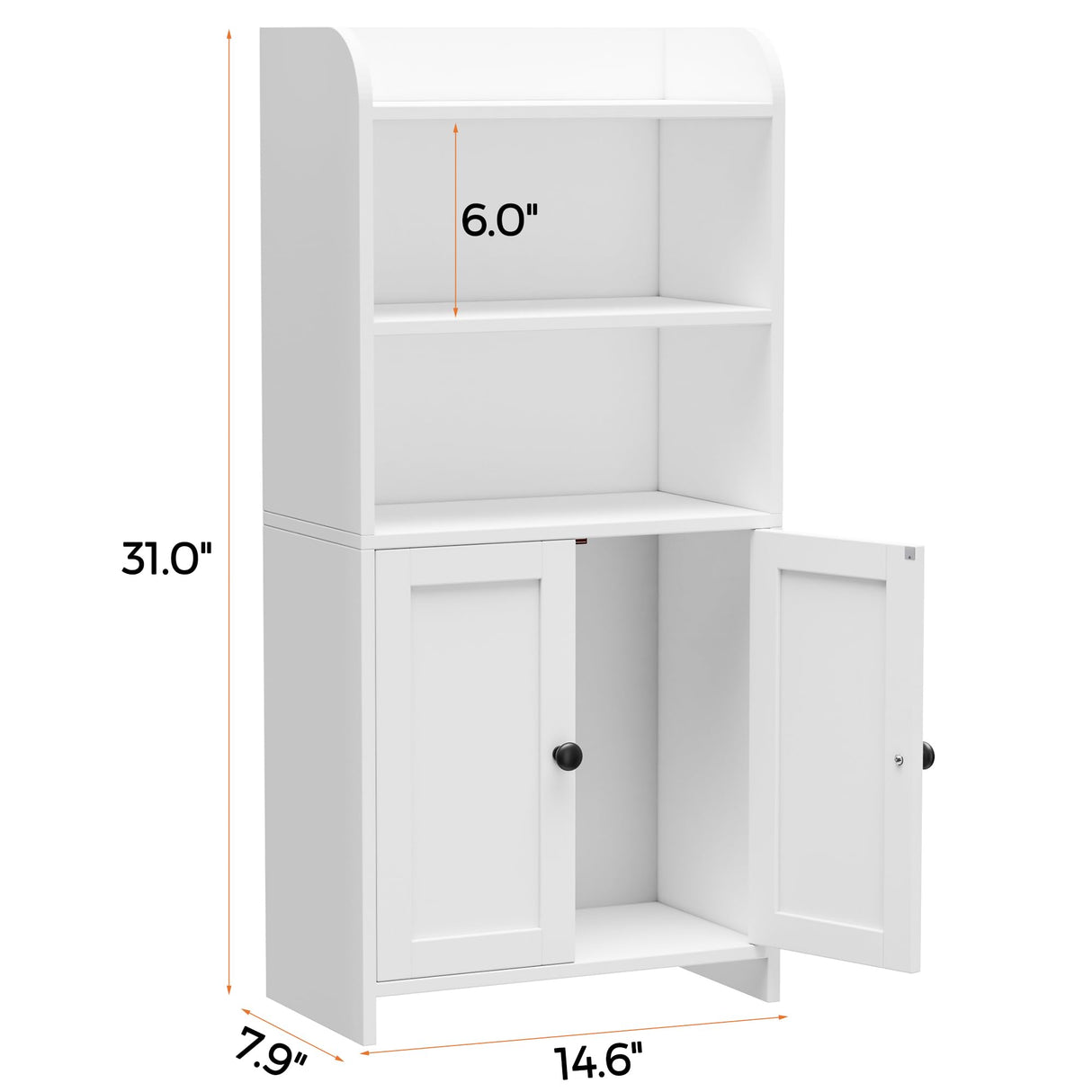Homhedy Small Bathroom Storage Cabinet, Freestanding Toilet Paper Storage with 2 Doors and Shelves, Bathroom Organizers and Storage for Small Spaces, Laundry Room, 7.9" D x 14.6" W x 31" H, White Homhedy