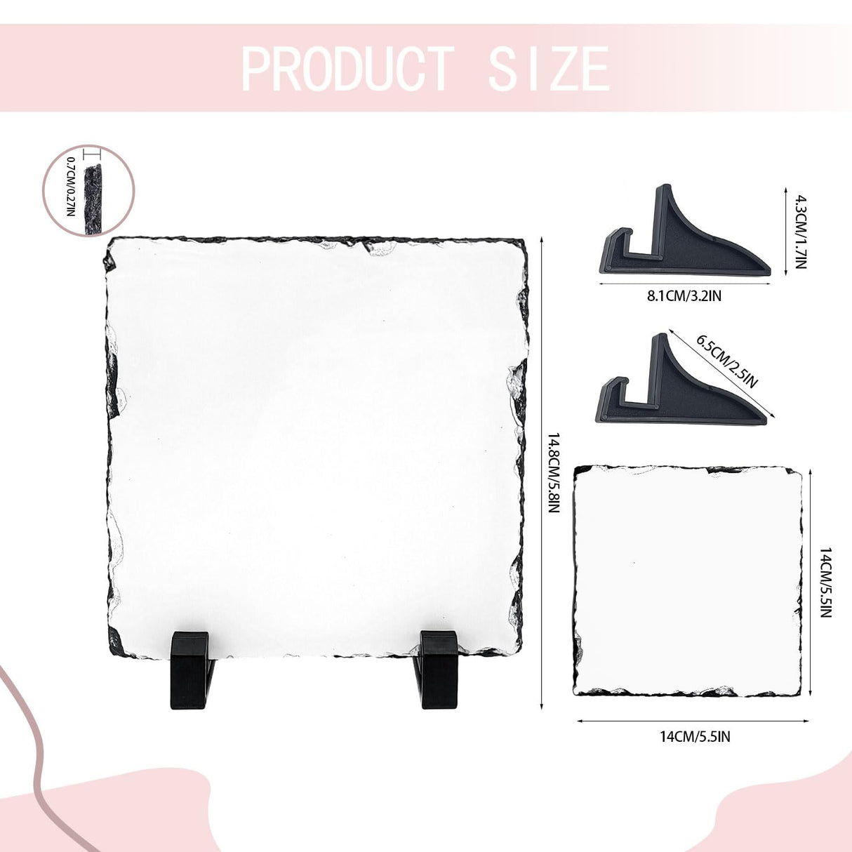 YOUKE OLA 10 Pack Sublimation Slate Blanks with Display Holder, Square Shaped Plaque Rock Stone Customized Picture Memorial Stone Frame, Personalized Photo Gifts for Heat Transfer 6x6 Inch YOUKE OLA