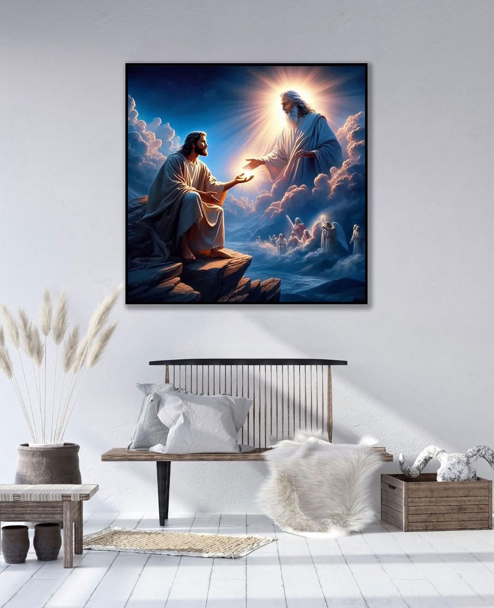 CHWGLFGG Jesus 5D Diamond Art Kits for Adults Beginners,DIY Full Round Drill Diamond Painting Kits Inspiring Faith,Paint by Diamonds Dot Gem Art Crystal God Easy,Home Wall Decor 13.7X 13.7Inch. CHWGLFGG