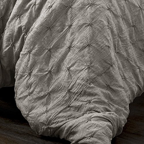 Lush Decor Ravello Pintuck Comforter Set - Luxe 5 Piece Textured Bedding Set - Traditional Glam & Farmhouse Inspired Bedroom Decor - King, Gray Lush Decor
