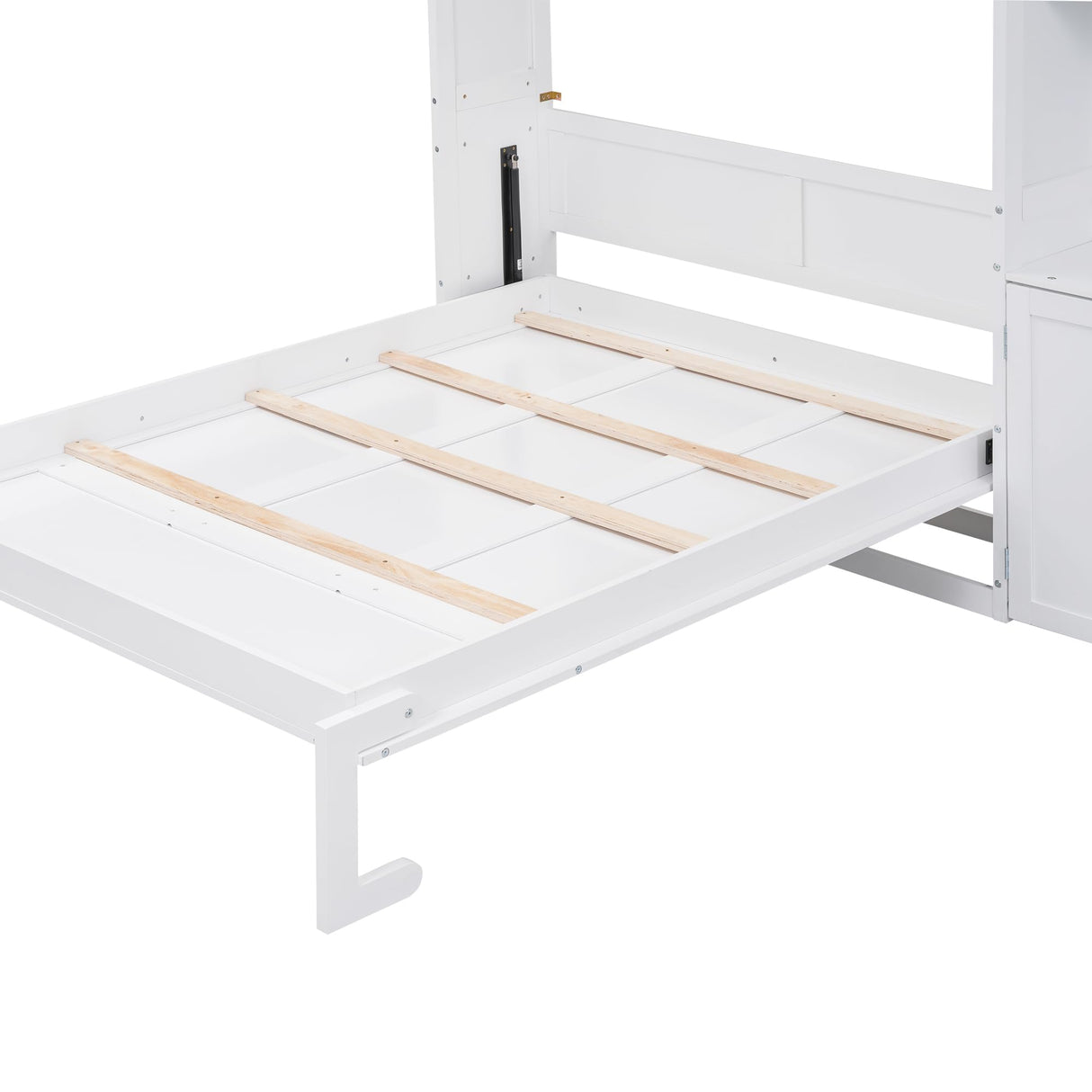 GDFStudio Boden Full Size Murphy Bed, Full Size Murphy Bed with Shelves and Cabinet, Wooden Frame, Folding as Storage Shelves and Cabinet, Space Saving Design for Apartment Dorm Bedroom, 600lbs White GDFStudio