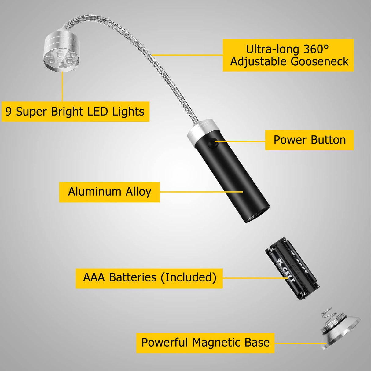 Barbecue Grill Lights, Grilling Gifts for Men Dad, BBQ Grill Accessories for Outdoor, Magnetic Base, Super Bright LED, 360 Degree Flexible Gooseneck, Stocking Stuffers, Pack of 2 Apicey