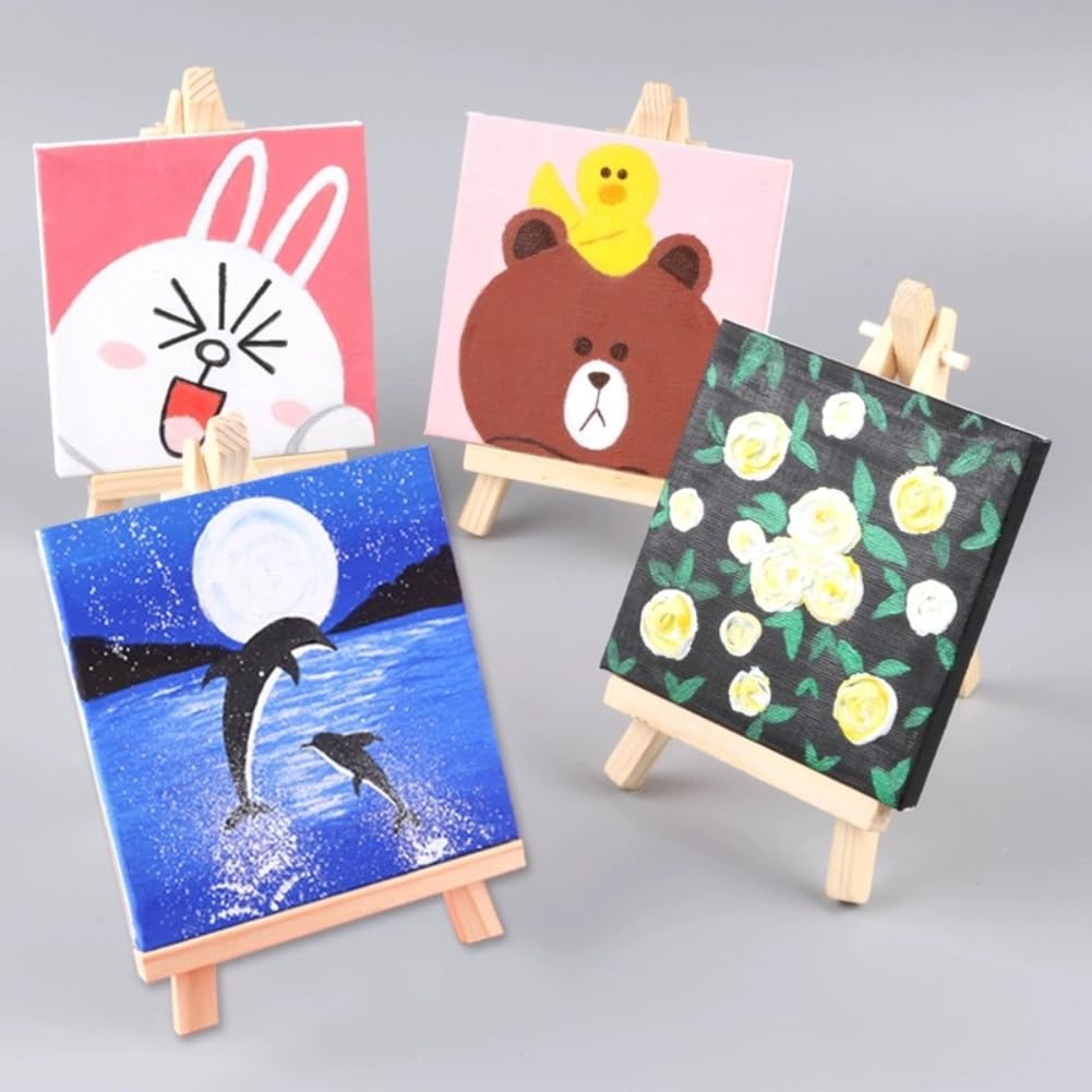 6 Pack 9 Inch Wood Easels, Easel Stand for Painting Canvases, Tripod, Kids Student Tabletop Easels for Painting, Art Craft Painting Easel Stand for Artist Adults Students GardEasy