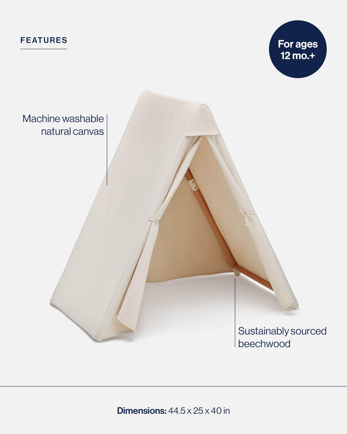 Lalo Play Tent - Indoor Tent for Kids and Toddlers, Made of FSC Certified Beechwood & Natural Canvas, Easy Setup, Perfect Indoor Kids Fort for Lalo