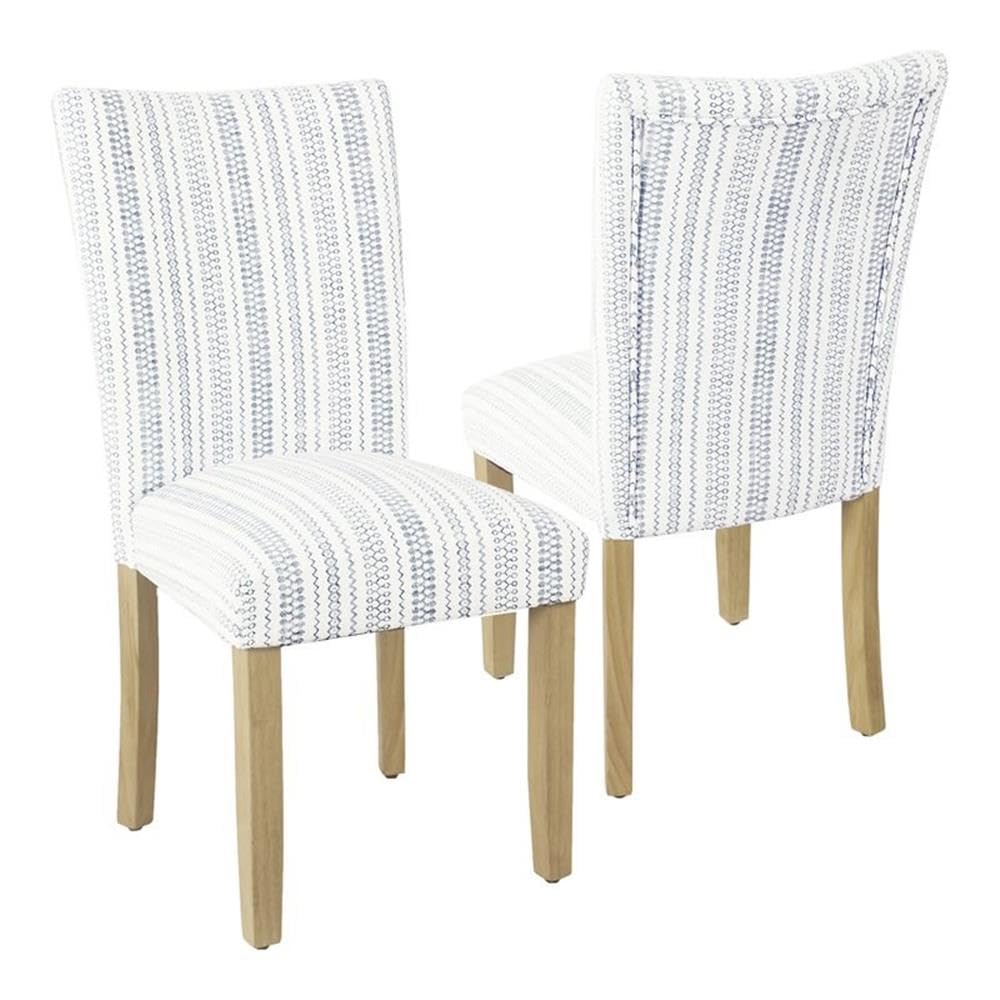 HomePop Classic Parsons Dining Chair -Blue Farmhouse Stripe (Set of 2) HomePop