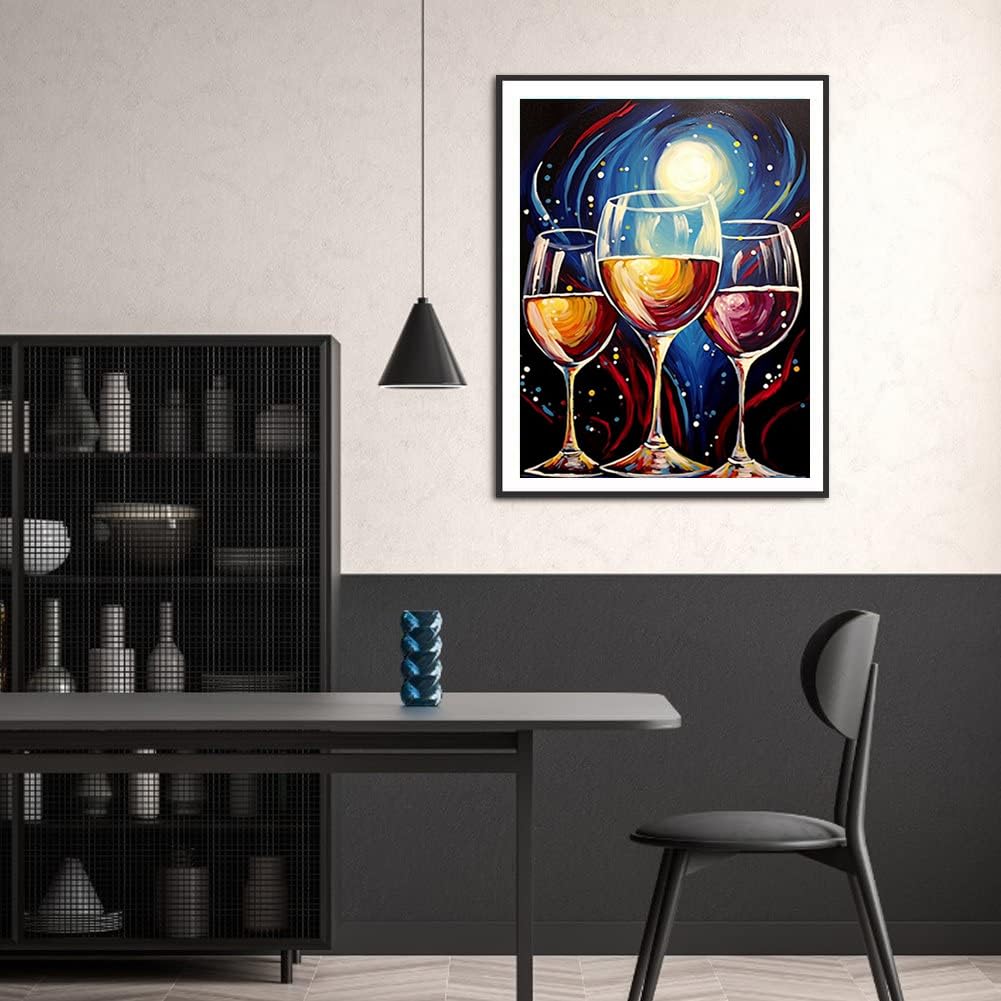 MaiYiYi Wine Glass Diamond Painting Kit, 5D Full Round Diamond Painting by Numbers, Crystal Rhinestones Wine Diamond Painting Kits Arts Crafts Kitchen Wall Decor for Adults Beginners (30 x 40 cm) MaiYiYi