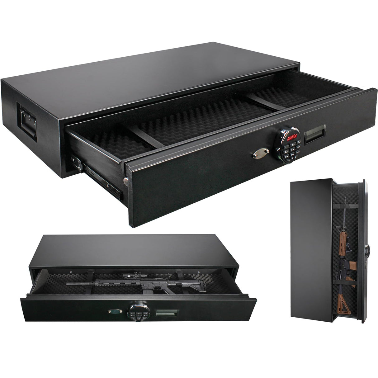 Heavy-duty Under Bed Safe, Rapid Gun Storage Safe Drawer Safe for AR Rifle Ammo Pistol Accessories for Home and Vehicle LANGGER V