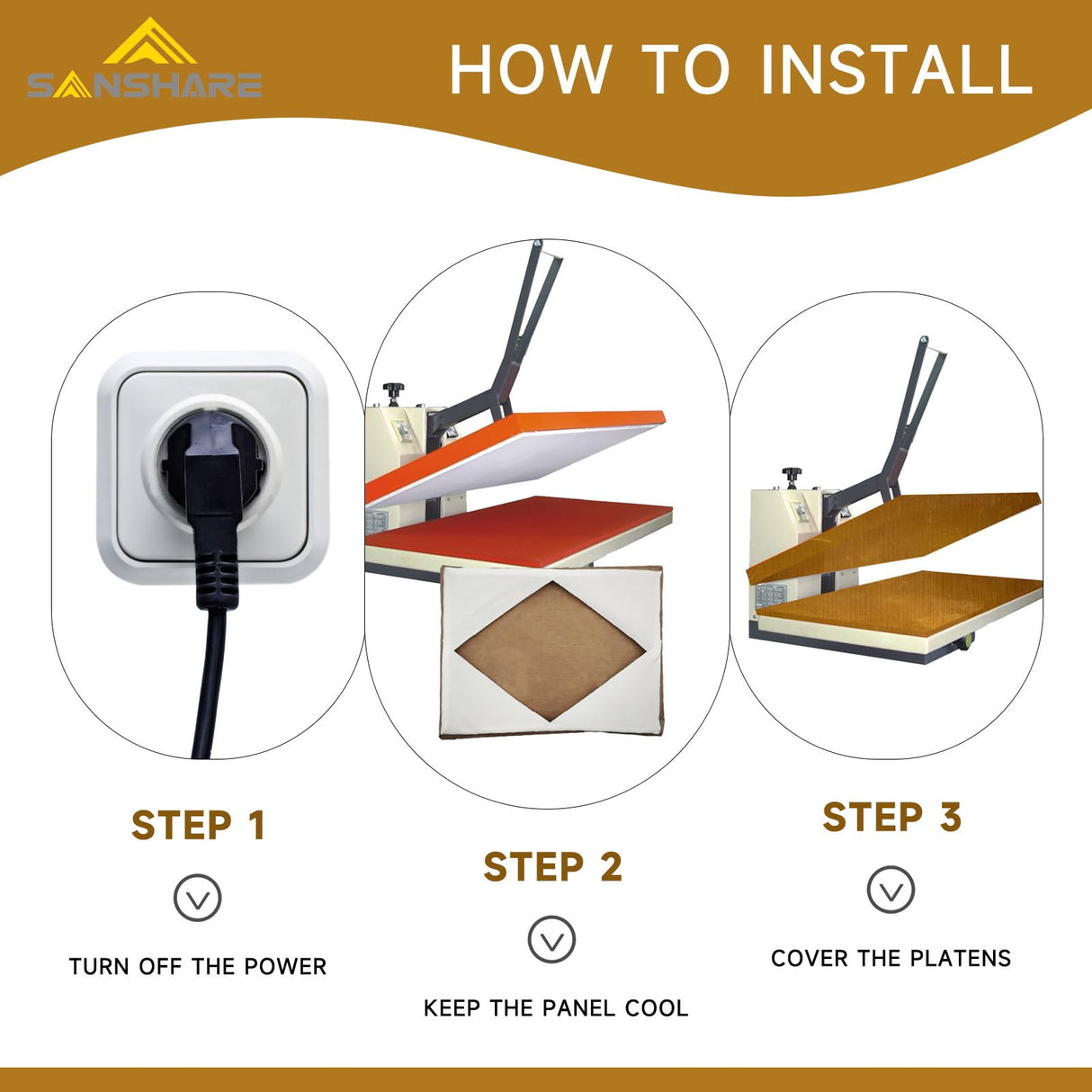 SANSHARE 2 Pcs Reusable Teflon Heat Press Platen Covers 15x15 Inch for Heat Press Machine Platen Wrap - Protector for Sublimation - Heat Resistant, Ink Resistant SANSHARE