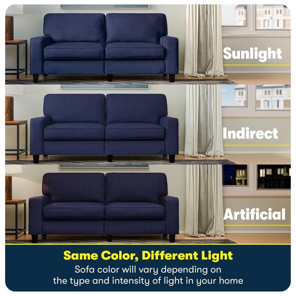 Pemberly Row 73" Track Arm Sofa with Removable Covers Navy Blue Pemberly Row