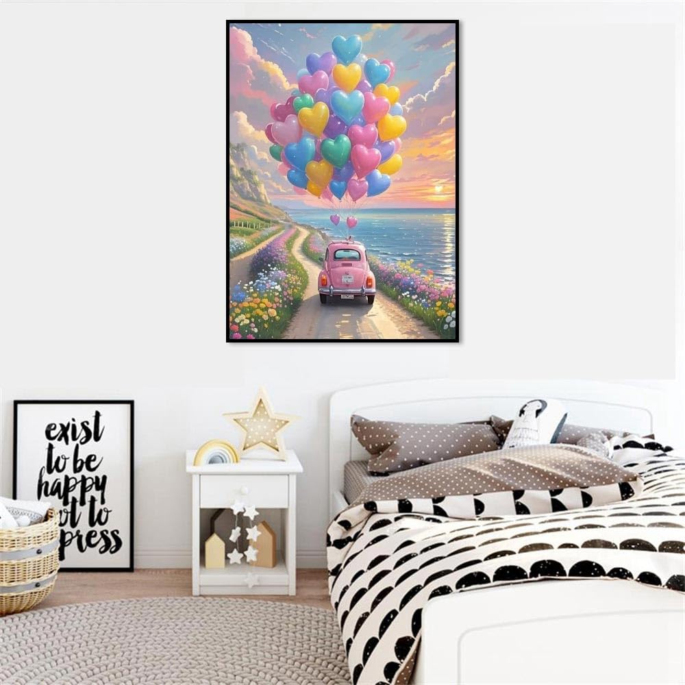 Balloon Paint by Numbers Kit for Adults, Car Paint by Number for Adults Beginner on Canvas, Ideal Gift Choice for Birthday and Festival, DIY Acrylic Paints for Wall Decor 16x20inch Clendo