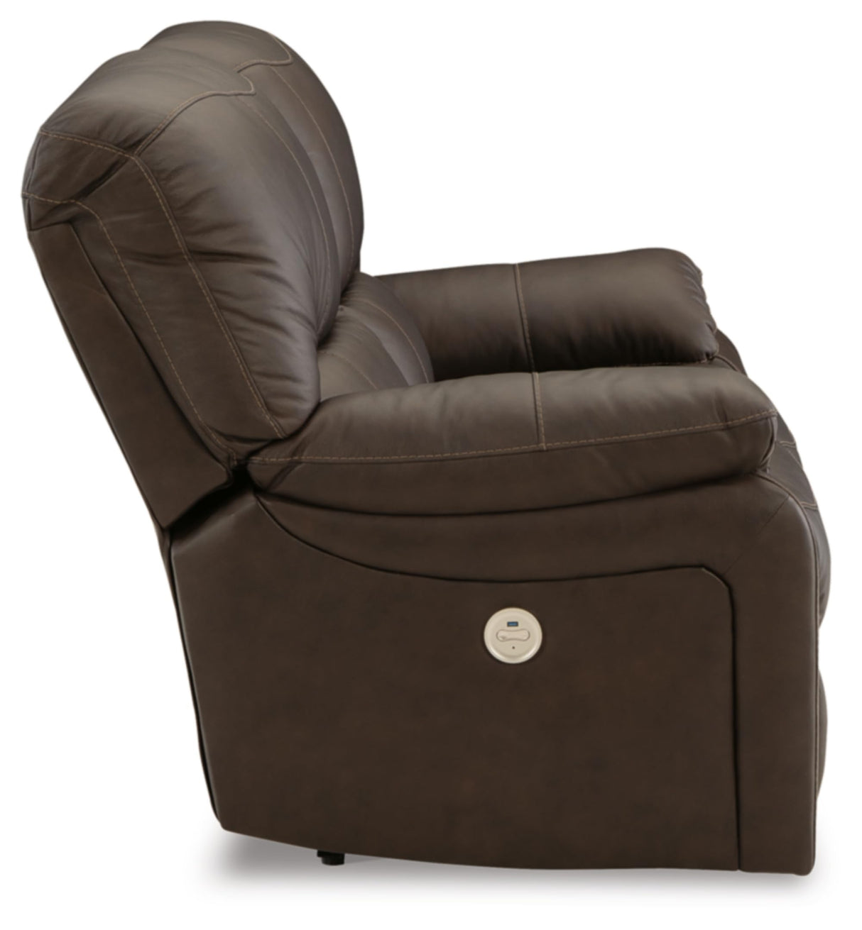 Signature Design by Ashley Leesworth Modern Leather Match Power Reclining Loveseat with USB Ports, Dark Brown Signature Design by Ashley