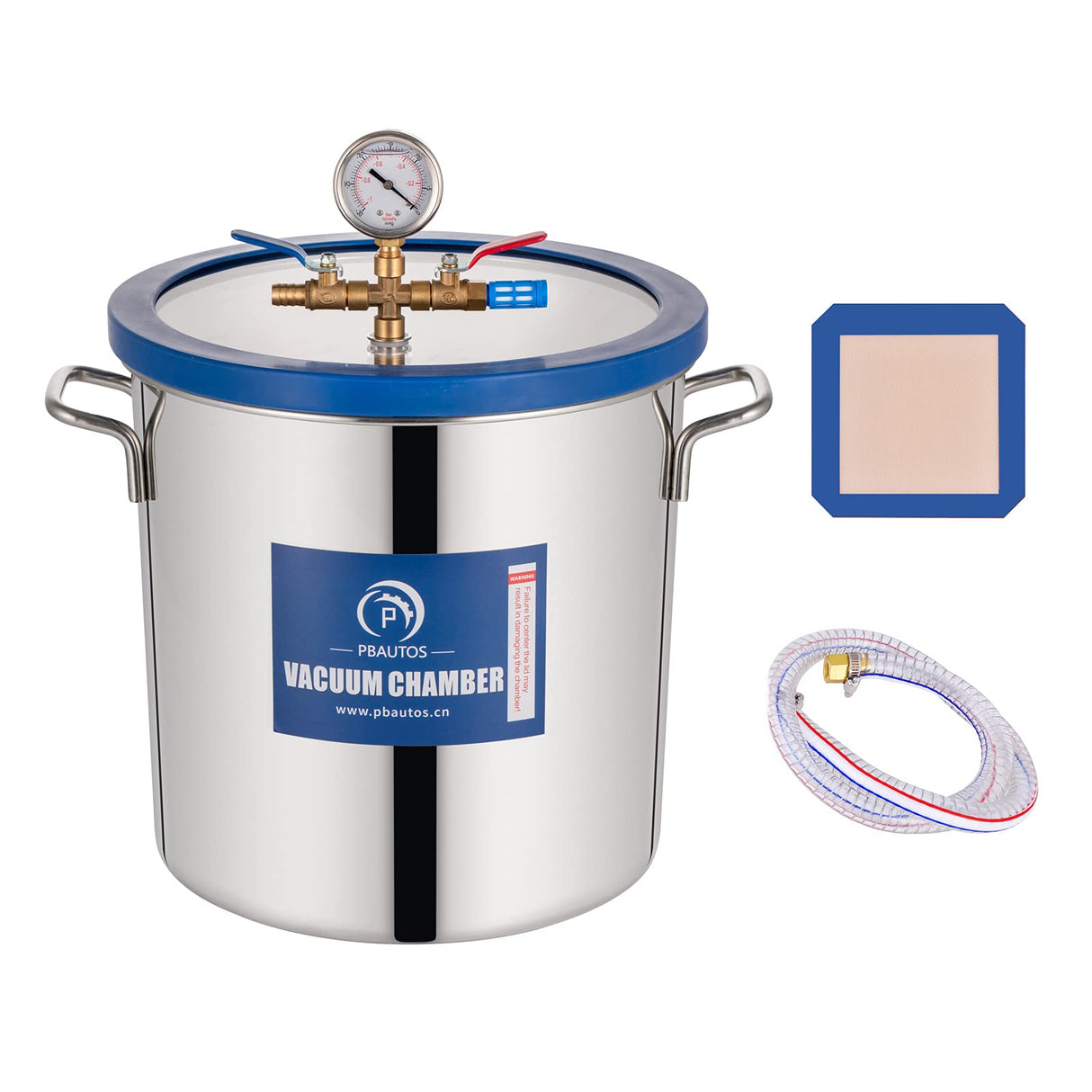 5 Gallon Vacuum Chamber, Tempered Glass Lid Stainless Steel Degassing Chamber Perfect for Stabilizing Wood, Degassing Silicones, Epoxies and Essential Oils P PBAUTOS