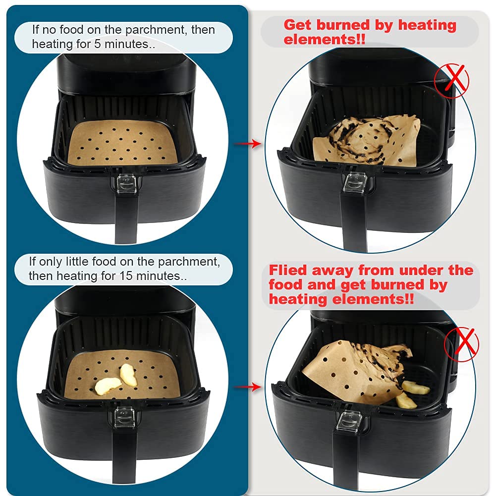 BYKITCHEN Air Fryer Oven Liners, 11x12 Inches, Nonstick Unbleached Rectangular Air Fryer Parchment Paper for Ninja Foodi Air Fryer Toaster Ovens, XL Air Fryer, Dehydrator and More (Set of 100) BYKITCHEN