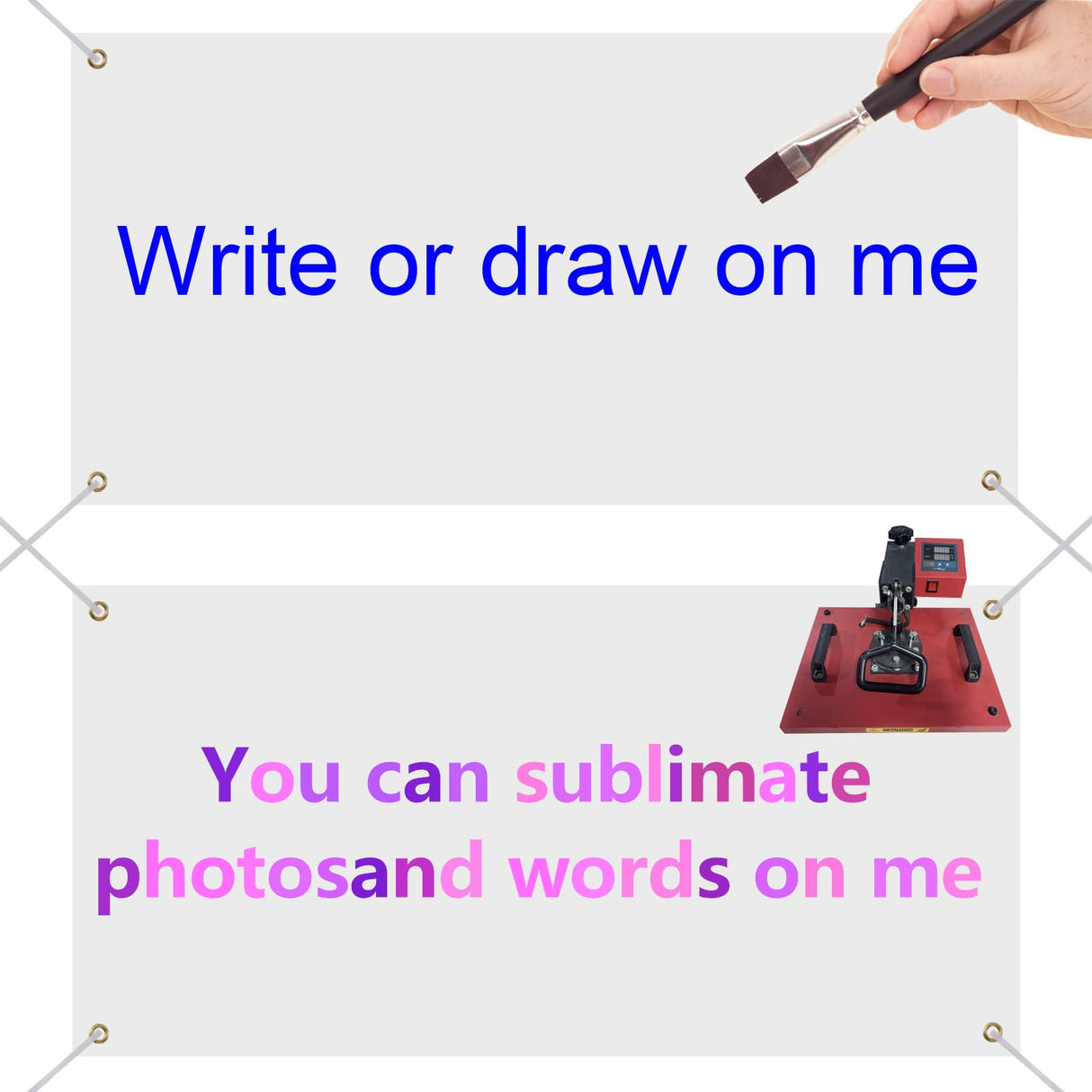 2 Pcs Sublimation Banner blank banners to decorate vinyl,2x4 Ft Polyester Oxford Cloth Blank Banner Signs with Hanging Ropes DIY Banner Sign for Business Office Supply for School Wedding Birthday GEKIXUTP