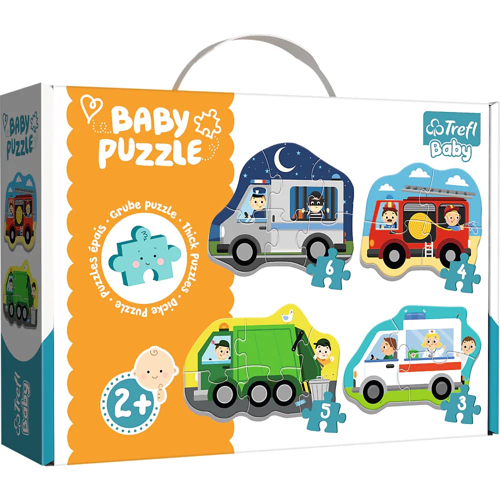 Trefl Vehicles and Jobs 4in1 Jigsaw Puzzle Baby Classic DIY Puzzle, Creative Fun, Classic Puzzle for Adults and Children from 2 Years Old Trefl