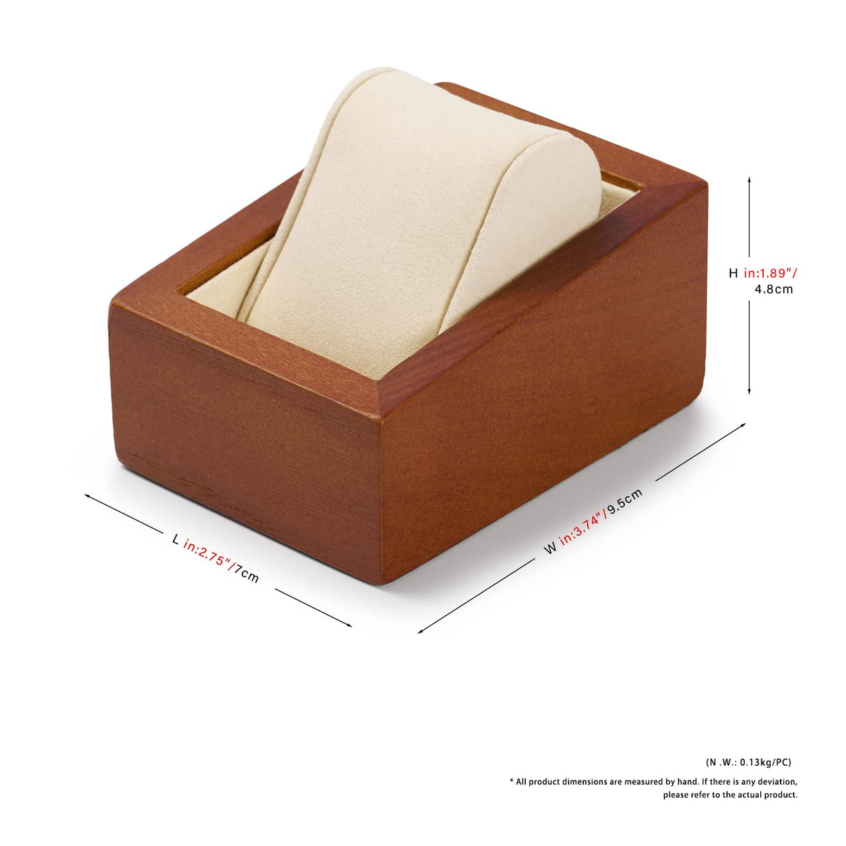 Oirv Solid Wood Single Watch Display Stand Showcase Jewelry Stand Watch Holder with Pillow(Square Single, Creamy-white) Oirlv