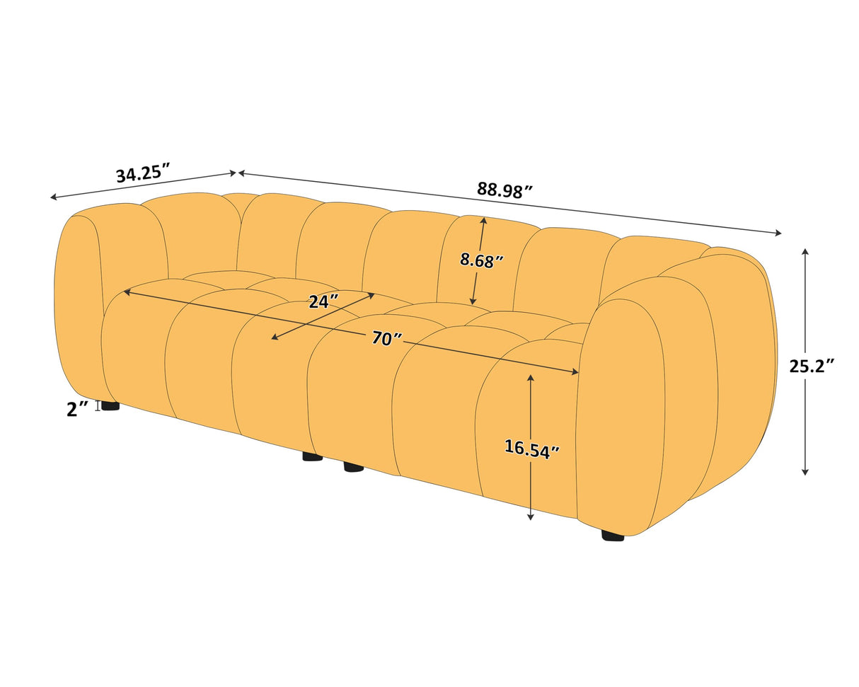 VANOMi 88" Oversized Boucle Sofa, Modern Upholstered Tufted Cloud Couch, Deep Seat Boucle Sofa,Cozy Modern 3 Seater Couch for Living Room, Bedroom, Apartment VANOMi