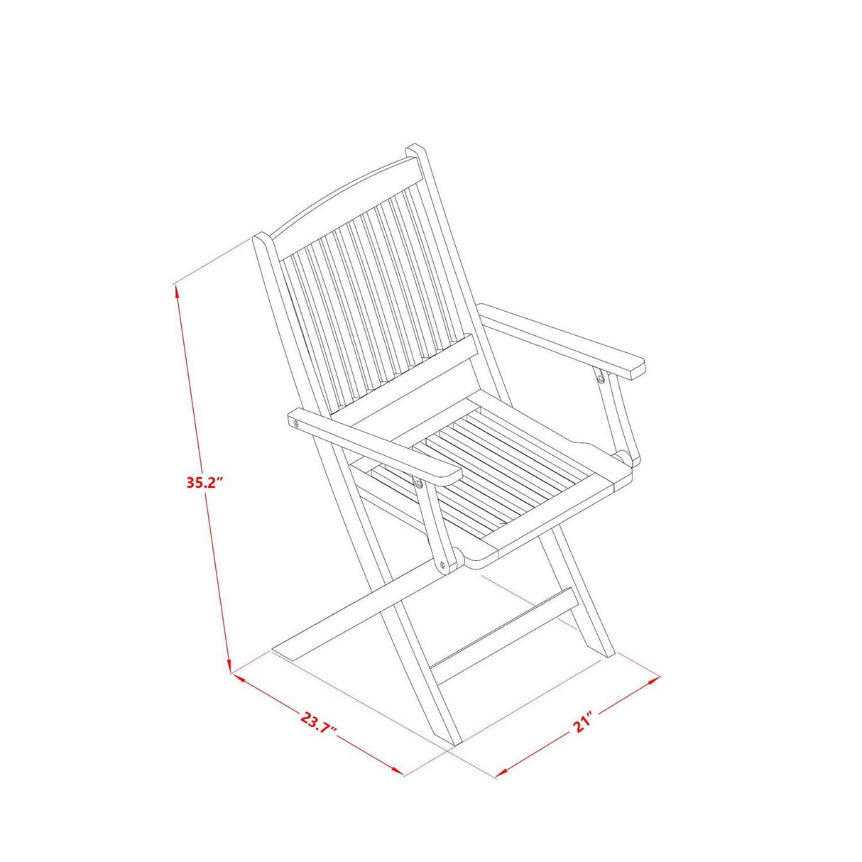 East West Furniture Selma 3 Piece Patio Bistro Set Contains a Square Outdoor Acacia Wood Coffee Table and 2 Folding Arm Chairs, 26x26 Inch, Natural Oil East West Furniture