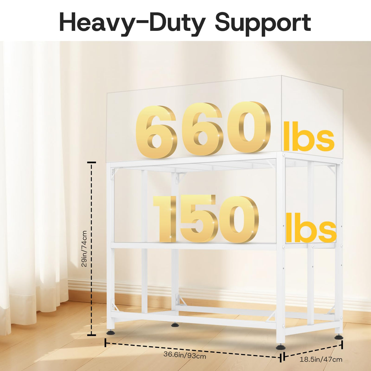 MEWSDEN Fish Tank Stand - 40 Gallon Heavy Duty Metal Aquarium Stand, Reptile & Turtle Breeder Tank Combo (White, 36.5"x18.5"x29.5") MEWSDEN