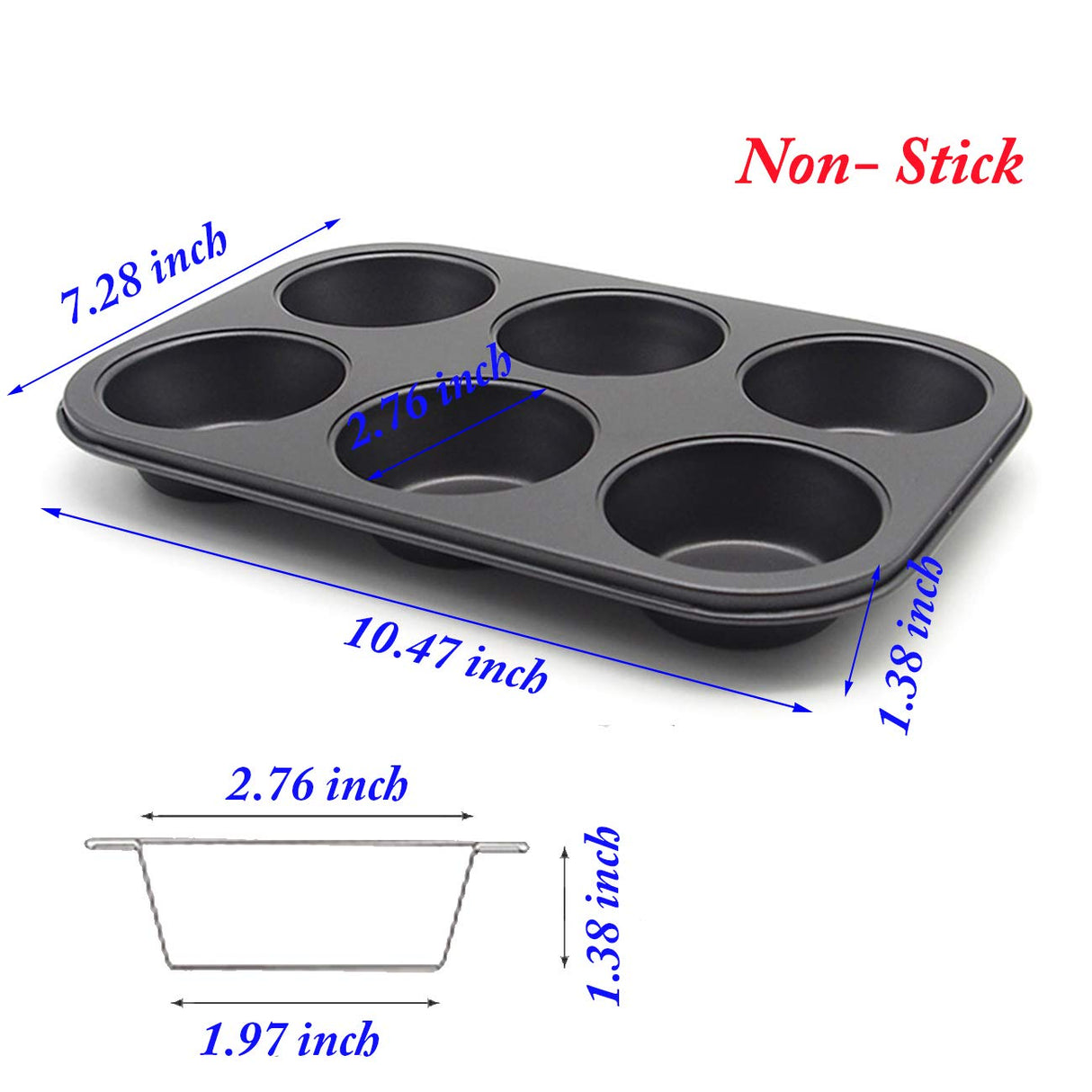 HYTK Muffin Pan 6 Cup Cupcake Baking Pan No Stick Carbon Steel Easy Clean HYTK