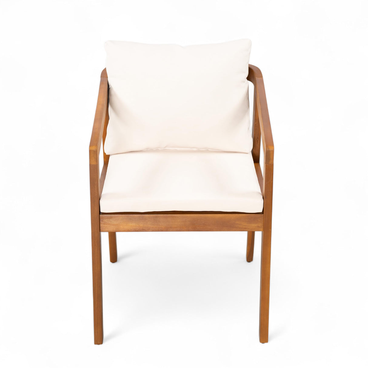 Christopher Knight Home Lucid Set of 2 Outdoor Dining Chair, Acacia Wood Frame Dining Chairs, Accent Chair Set with Comfortable Cushions, Patio Armchair for Backyard Poolside Garden, Natural + Beige Christopher Knight Home