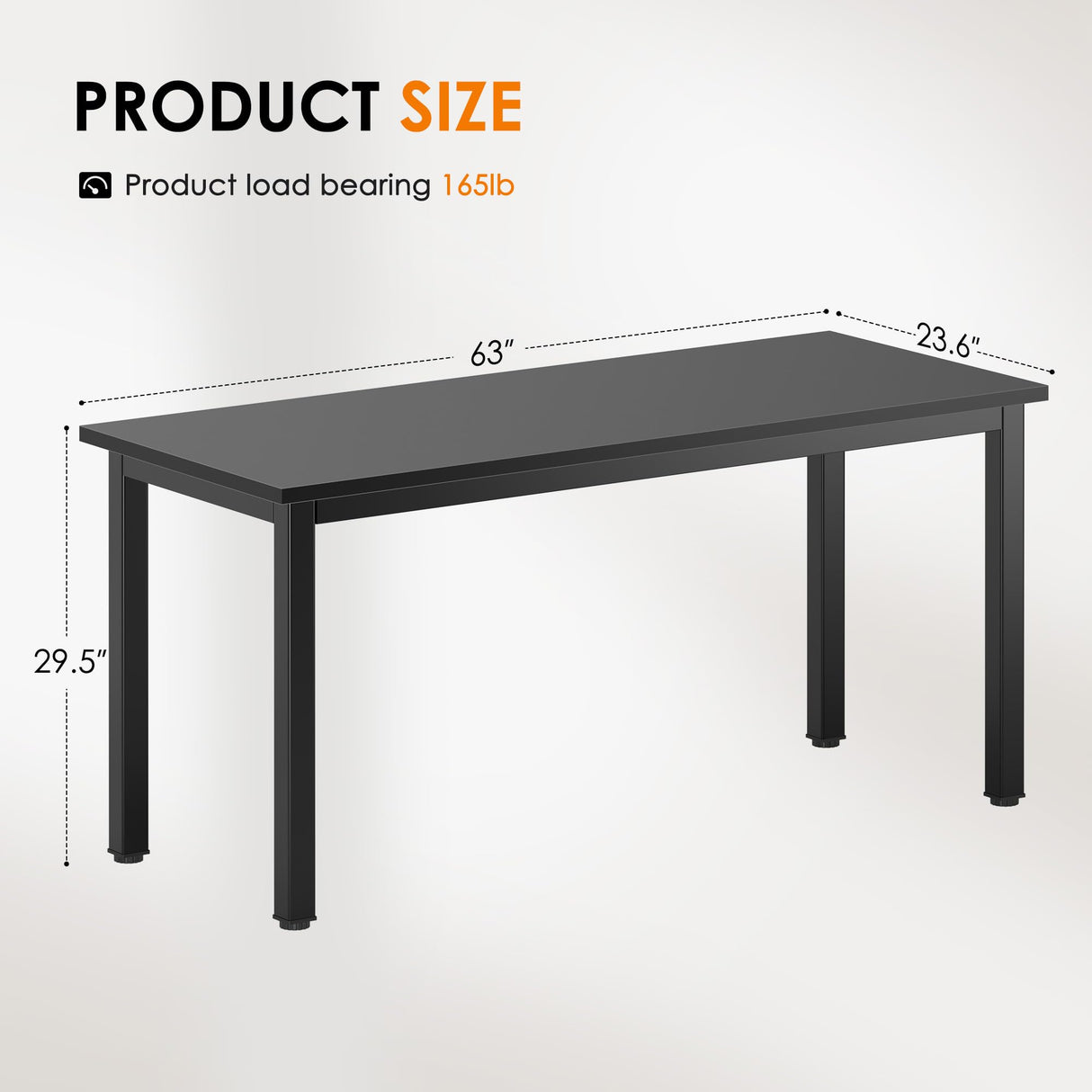 DlandHome 63 inches X-Large Computer Desk, Composite Wood Board, Decent and Steady Home Office Desk/Workstation/Table, BS1-160BB Black Walnut and Black Legs, 1 Pack DlandHome