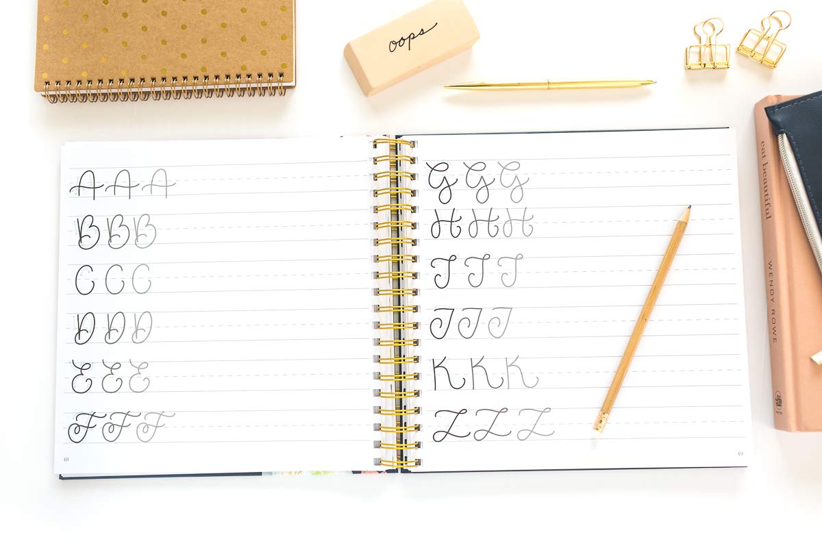 Pretty Simple Lettering: A Step-by-Step Hand Lettering and Modern Calligraphy Workbook for Beginners (Premium Spiral-Bound Hardcover) Paper Peony Press