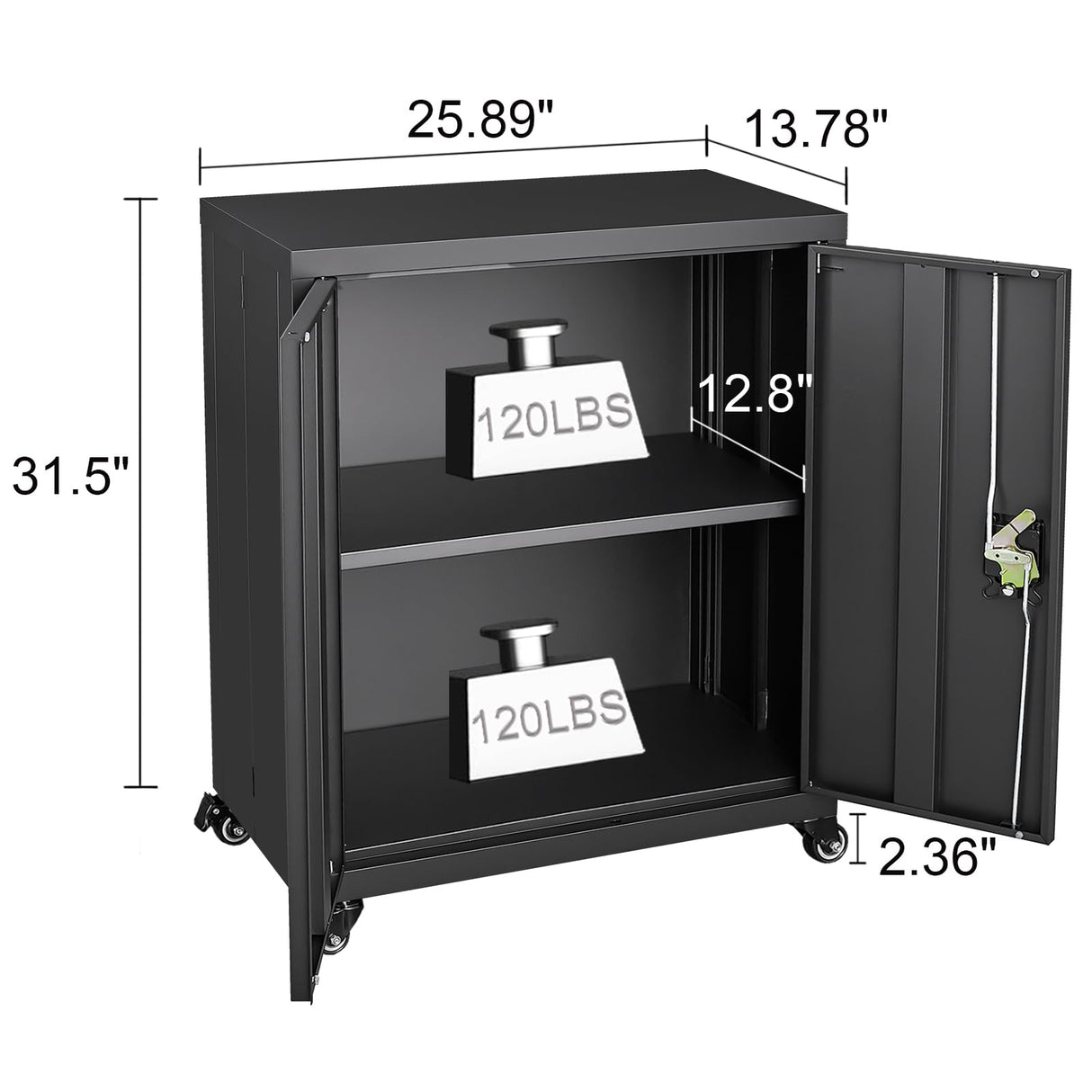GREATMEET 31.5" H Lockable Storage Cabinet, Small Locking Cabinet with Doors and Adjustable Shelves, Metal Garage Storage Cabinets, Utility Cabinets for Office,Home,Garage,Classroom, Black GREATMEET