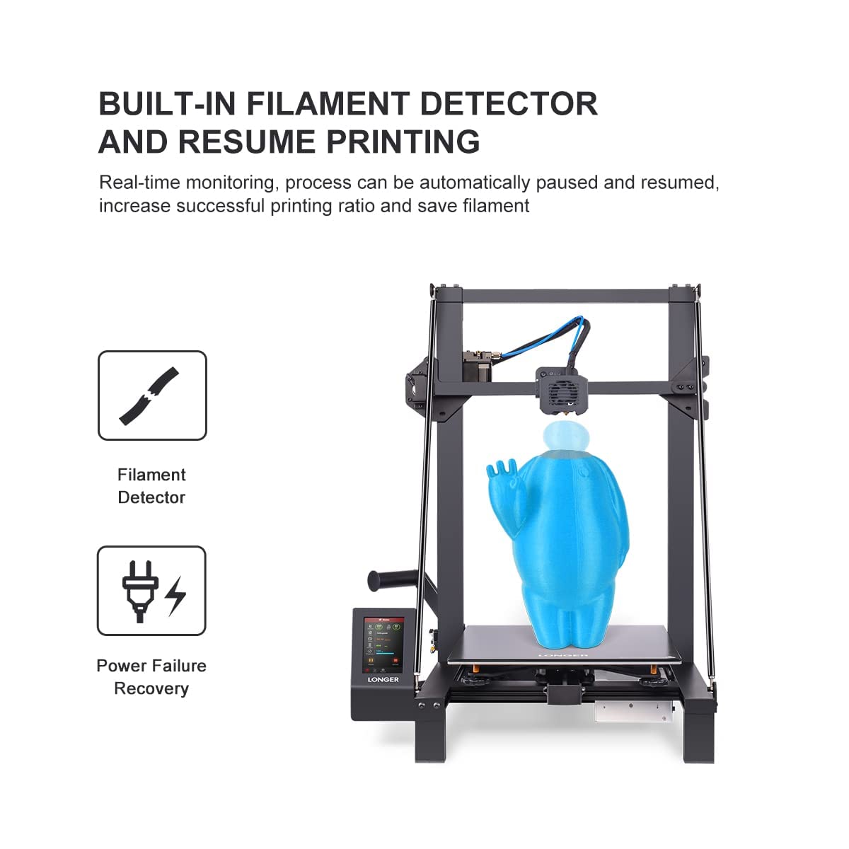 Longer LK5 Pro 3D Printer, Large Build Size 11.8''(L) x11.8''(W) x15.7''(H), 90% Pre-Assembled, Silent Motherboard, FDM 3D Printers for DIY Home and School Printing Longer