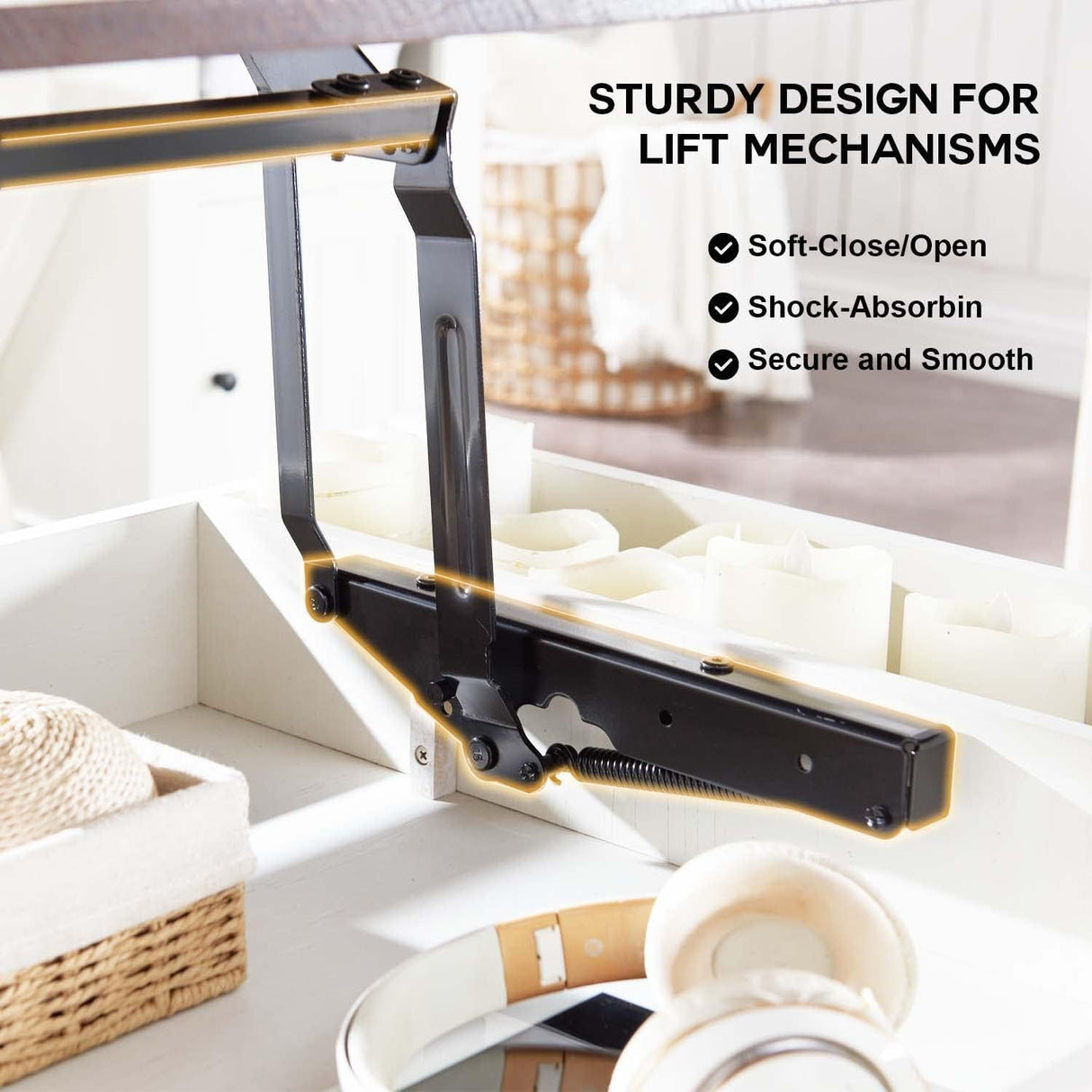 IFGET Lift Top Coffee Table with Double Storage Spaces, Farmhouse Rustic Wood Center Table with Sliding Groove Barn Door, Coffee Table Converts to Dining Table for Living Room Office (White) IFGET