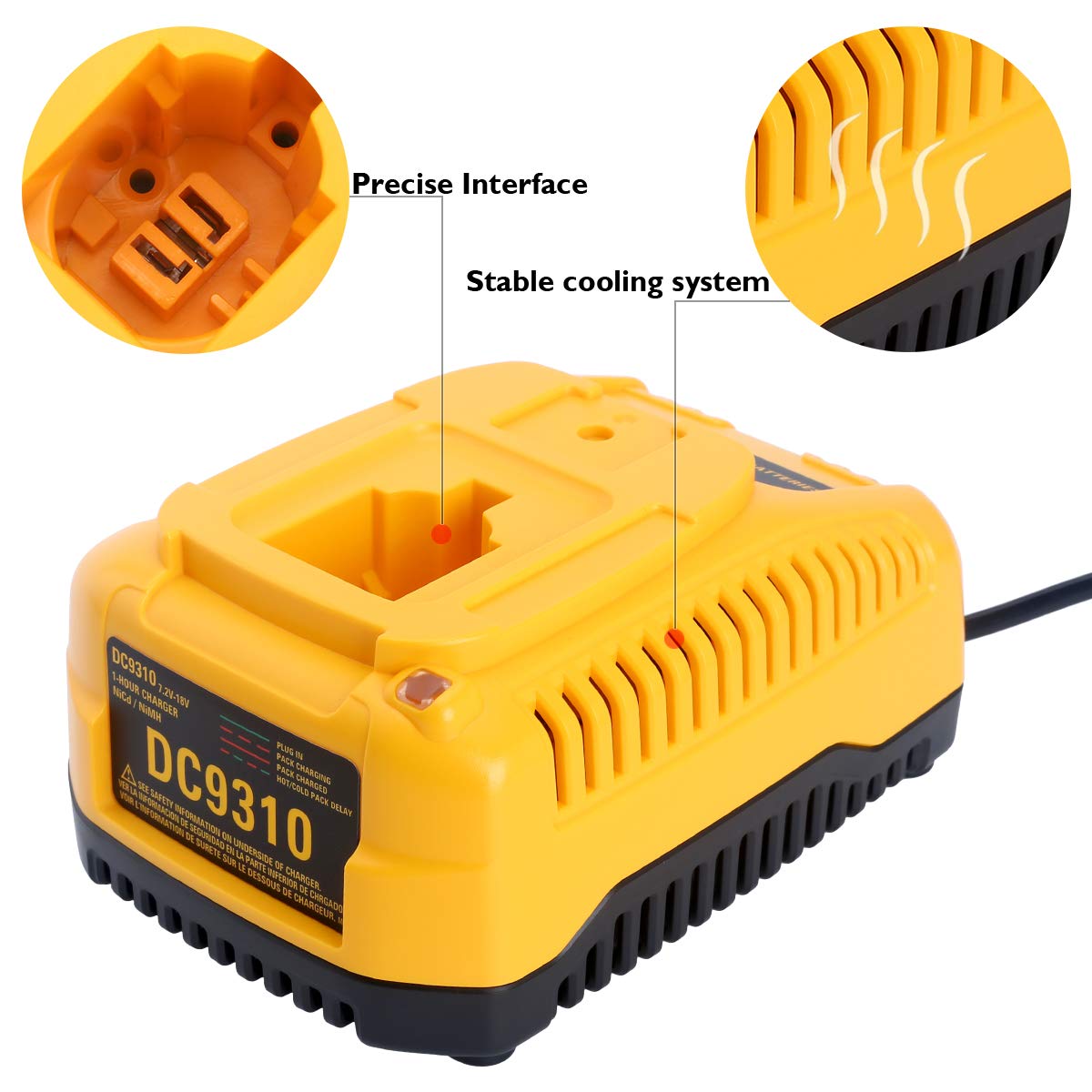 DC9310 Fast Charger Replace for DEWALT 18 volts battery Charger DW9116 Compatible with Dewalt 7.2V-18V Battery XRP NiCD/NiMH Battery DC9098 DC9096 DC9091 DE9057 DW9072(Not for Lithium battery) Qbmel