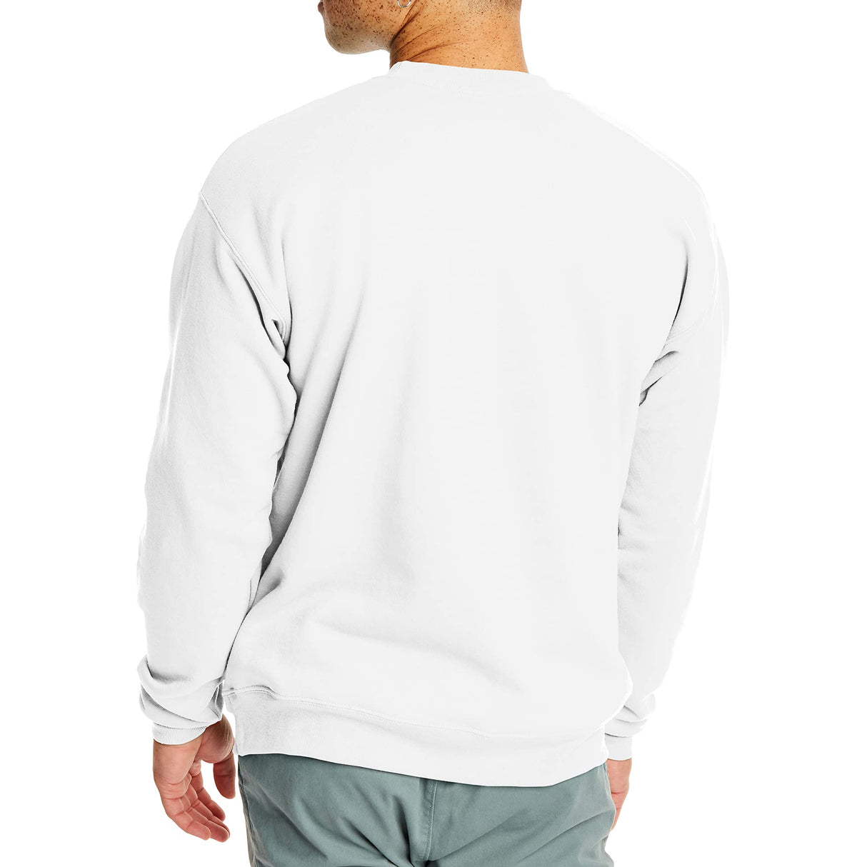Hanes Mens Ecosmart Fleece Sweatshirt, Cotton-blend Pullover, Crewneck For Men, 1 Or 2 Pack, White - 1 Pack, Large US Hanes