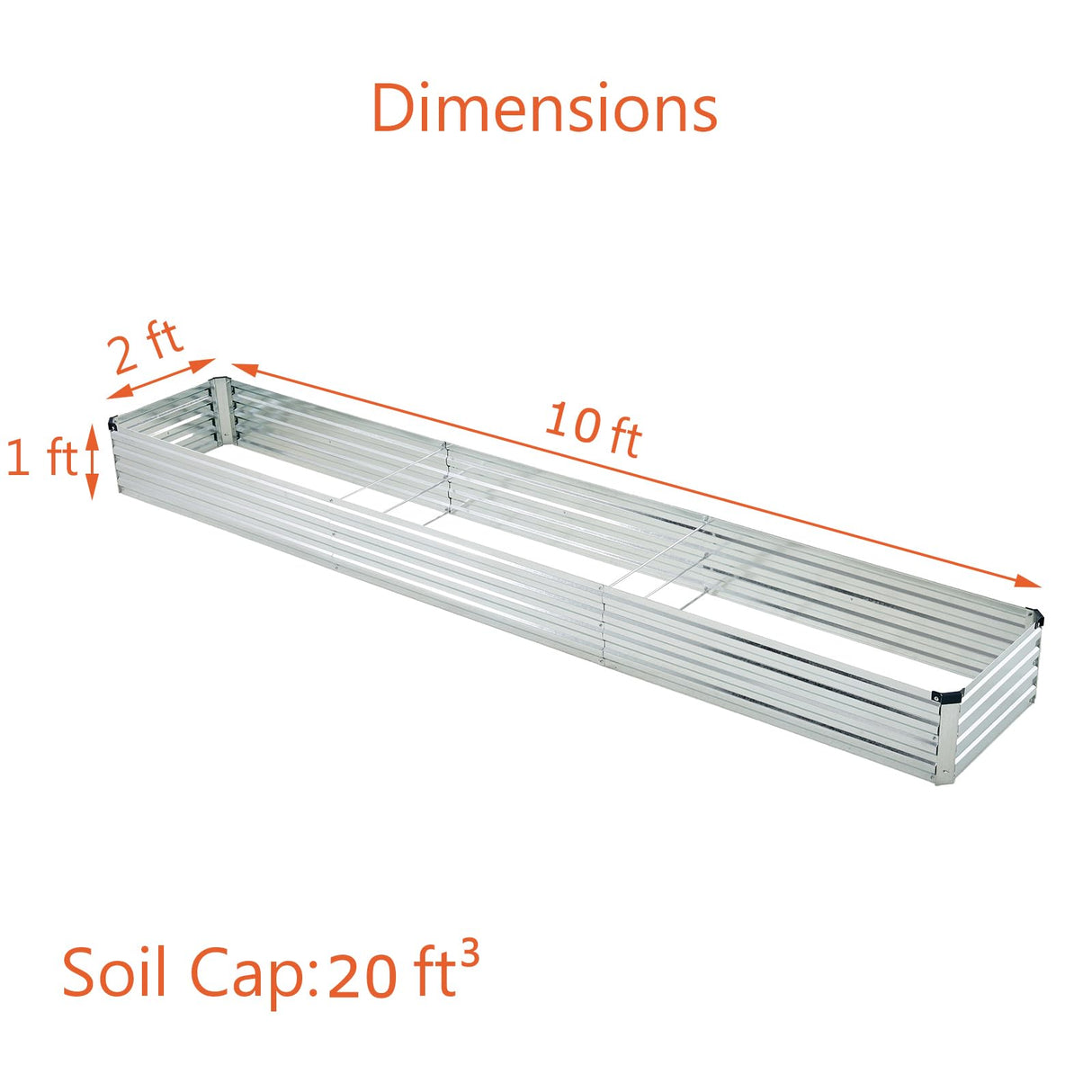 zunatu 10x2x1ft(2 Pack) Galvanized Raised Garden Bed,Outdoor Planter Box Metal Patio Kit Planting Bed for Vegetables Flowers and Succulents,Silver zunatu