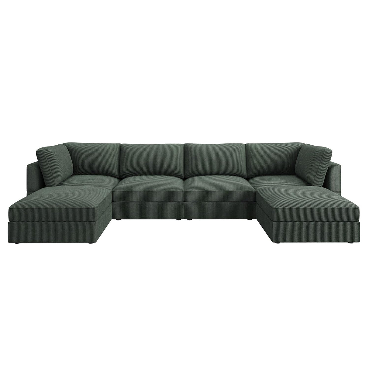 HONBAY Modular Sectional Couch with Storage Corduroy Sectional Sofa with Chaise U Shaped Sectional Couches for Living Room,Green HONBAY