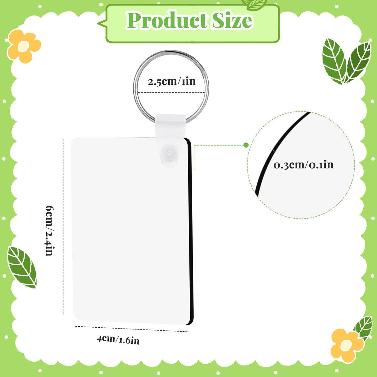 300 Pcs Sublimation Keychain Blanks Bulk Double Side Heat Transfer Sublimation MDF Blank Set with Keychain Rings & Jump Rings,Heat Transfer Keychain Blank Board for DIY Crafts(Rectangle) Guiqulai