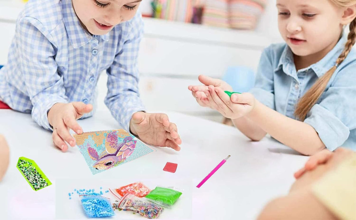 6 Pack 5D Cartoon Diamond Painting Kits for Beginners, Cute Animals DIY Diamond Art Kit, Full Round Drill Big Gem Art, Home Wall Decoration 6X6 inch Acelii