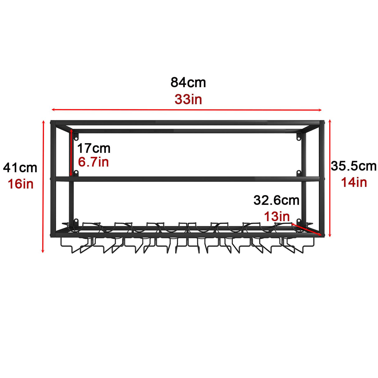 AKOGG Modern Wine Rack Wall Mounted with Glass Holder,Metal Liquor Shelf, Floating Bar Shelves,Liquor Bottle Display Shelf,Hanging Large Capacity Wine Storage Racks for Home Kitchen Dining Room AKOGG