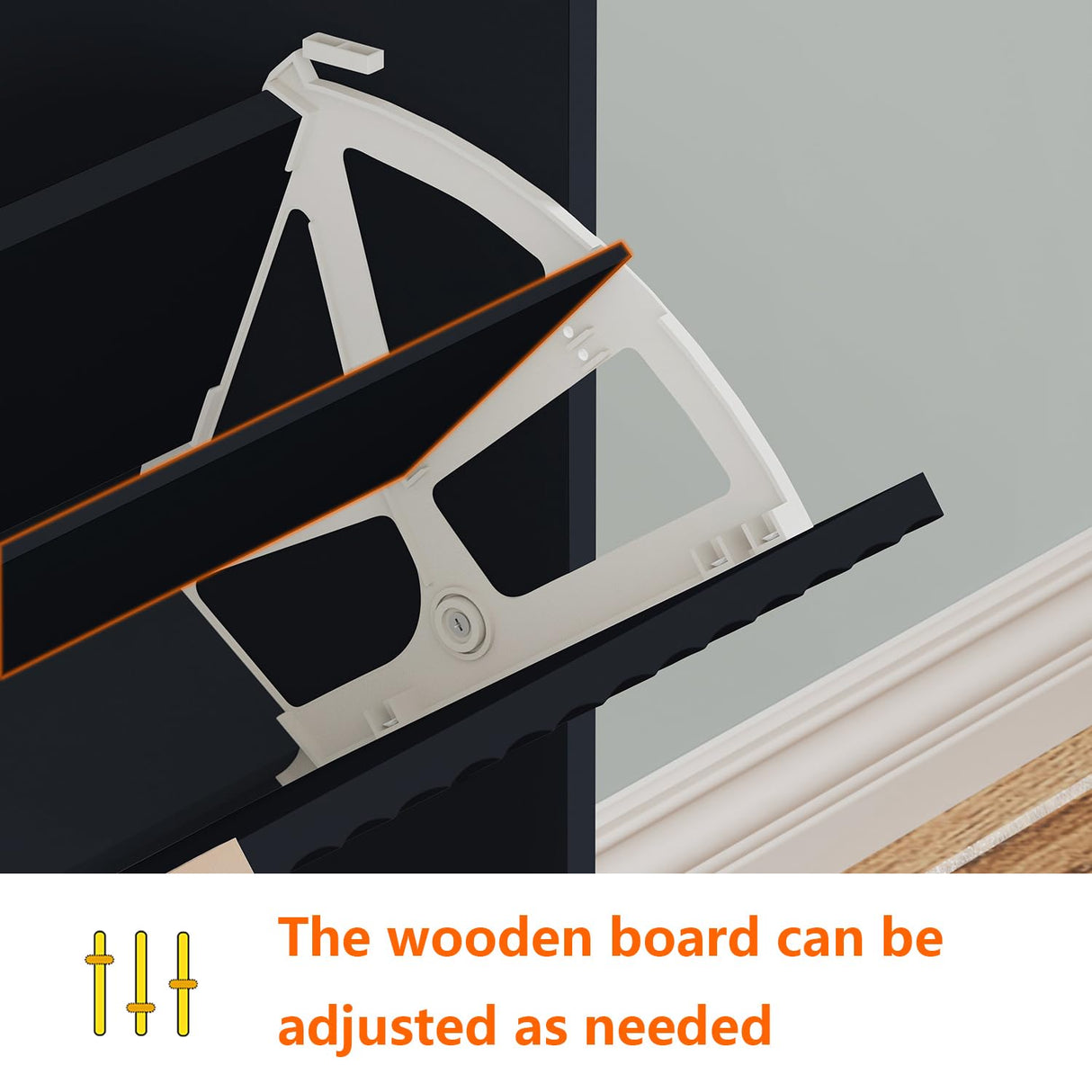 QIVOMIX Shoe Cabinet Storage,Modern Freestanding Organizer with 2 Flip Drawers,Narrow Shoe Rack Cabinet for Entryway,Black QIVOMIX