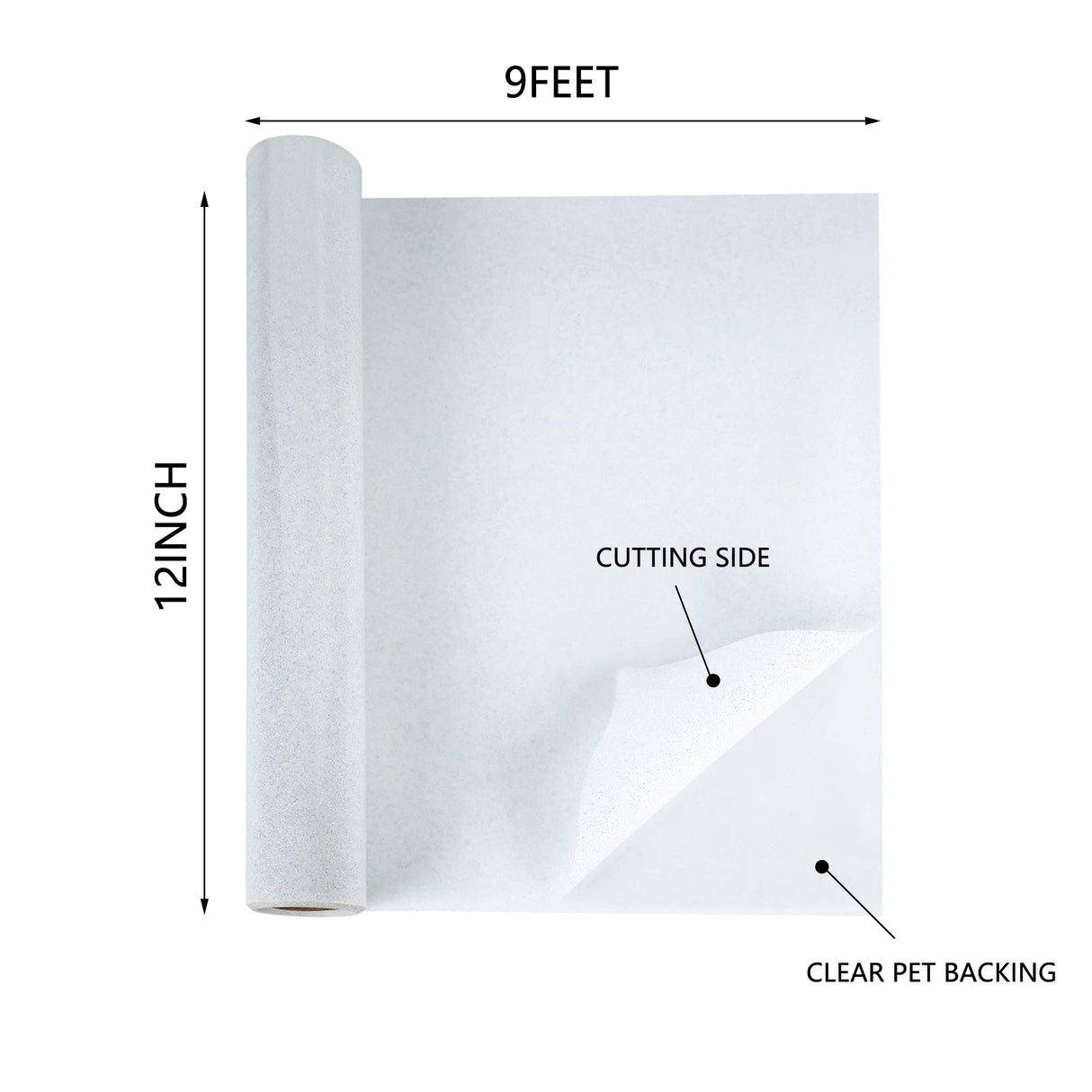 HTVVETUR Glitter White Heat Transfer Vinyl - 12" x 9ft Iron on Vinyl HTV Vinyl for Shirts, Cameo - Easy to Cut & Weed for Heat Vinyl Design (J001-9ft) HTVVETUR