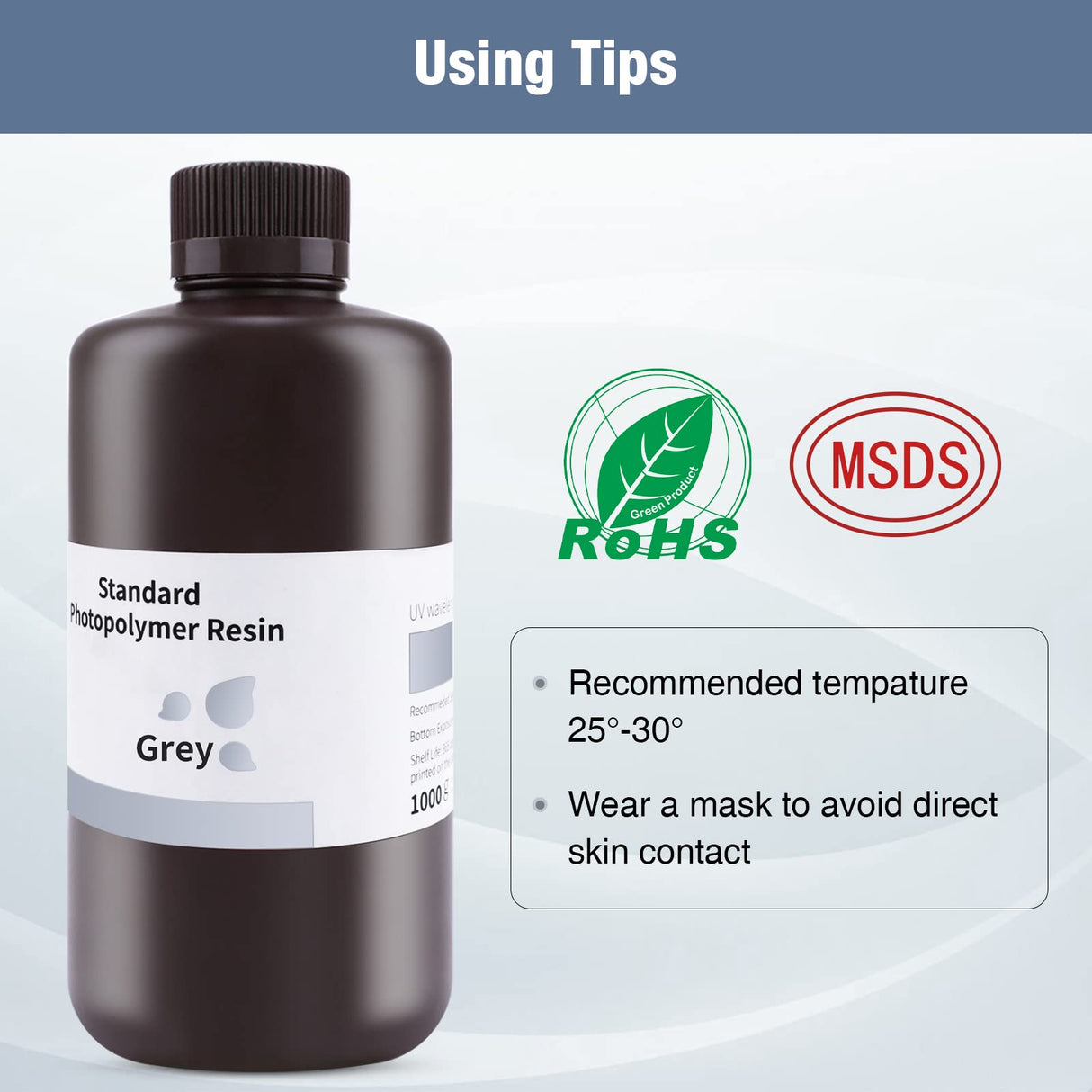 ELEGOO 3D Printer Resin, 405nm Fast UV Curing Standard Photopolymer Resin, High Precision, Non Toxic 3D Resin for Saturn 4/Saturn 3/Mars 5/Mars 4, LCD/MSLA/DLP 3D Printing, Grey 1000G Deeplee