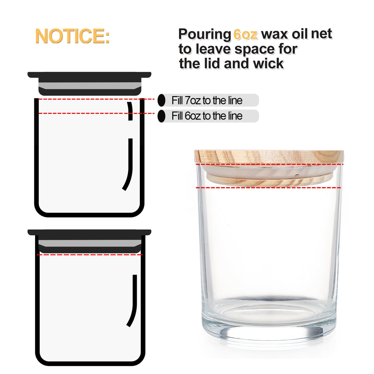 SHOWIN Thick Candle Jars for Making Candles 12 Pcs, 7 OZ Empty Jars with Wood Lids for Candle Making, Sample Container, Clear SHOWIN