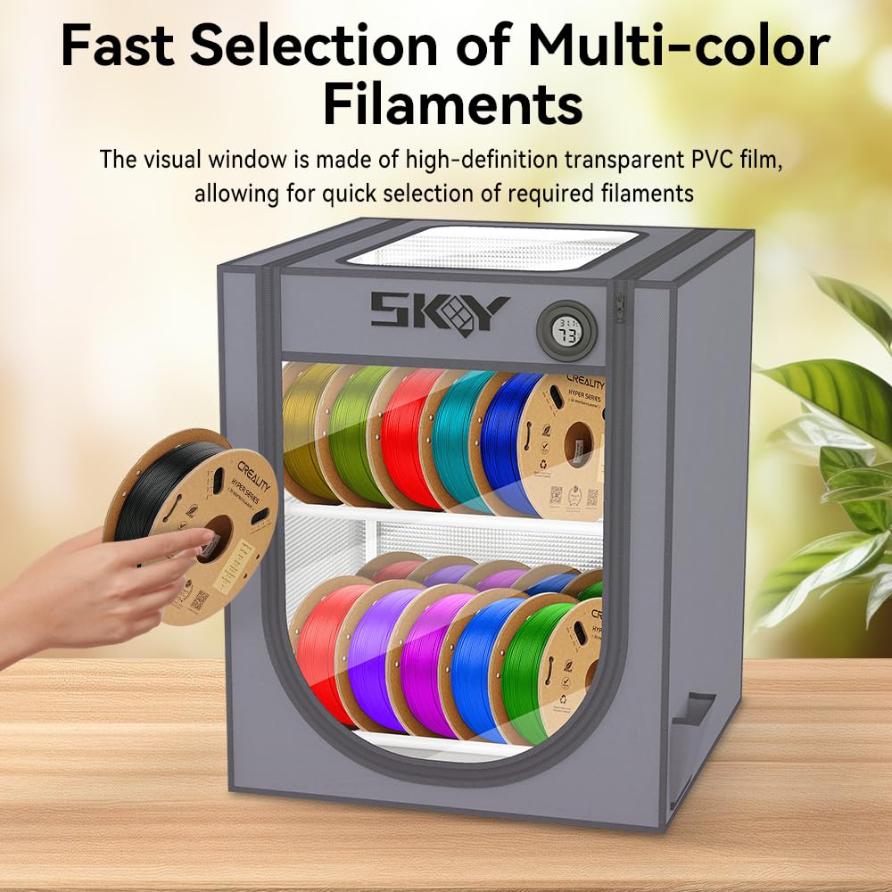 3D Printer Filament Storage Box with Hygrothermograph,Dustproof and Waterproof Storage Box Isolate Pets for Storage Double Layer Storage Rack and Easy to Store 20 roll Pack Cregrant3D