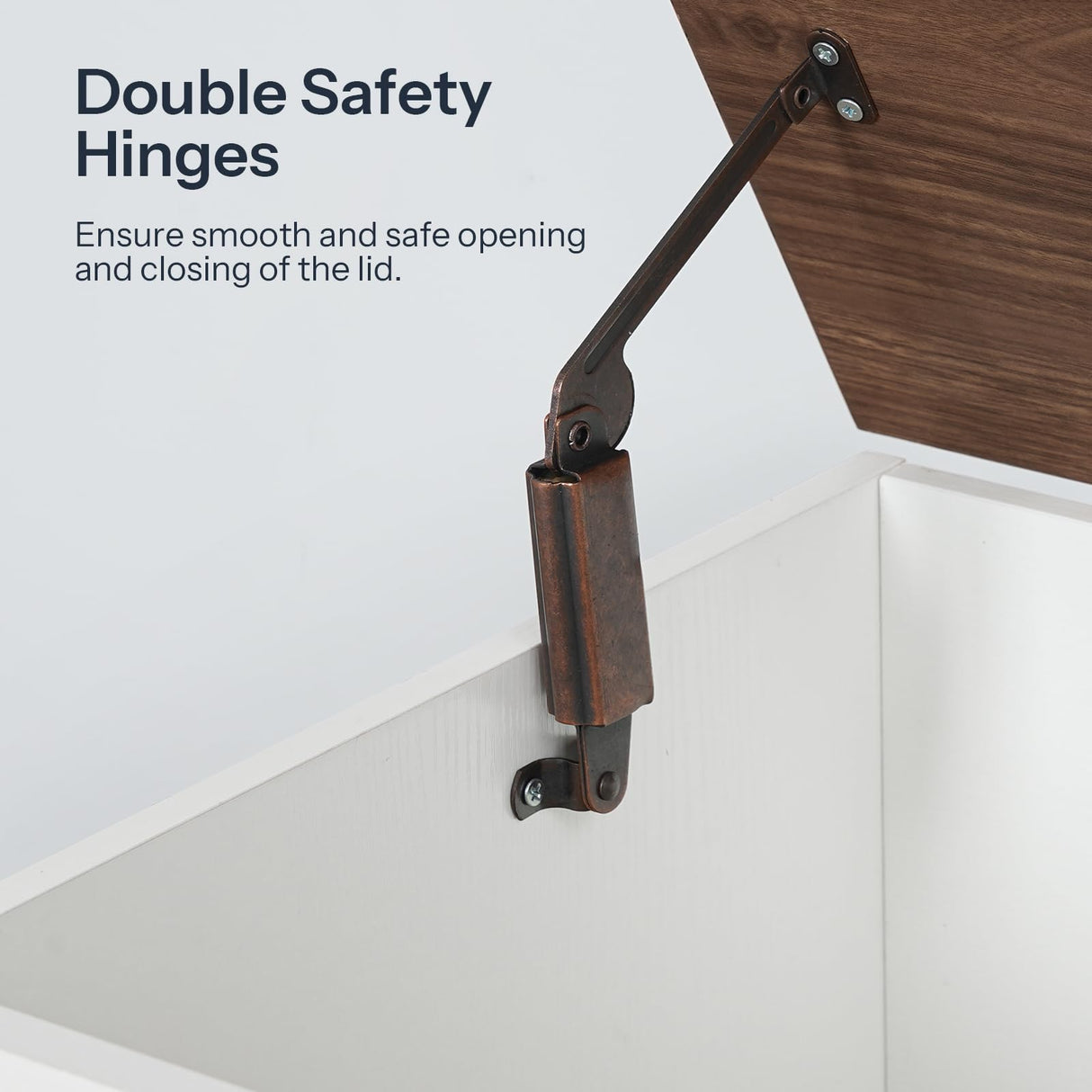 HOOBRO Toy Box, Storage Bench with Safety Hinges, Wooden Toy Chest, 39.4" Farmhouse Storage Chest, for Entryway, Bedroom, Living Room, White and Walnut WH507CW01 HOOBRO