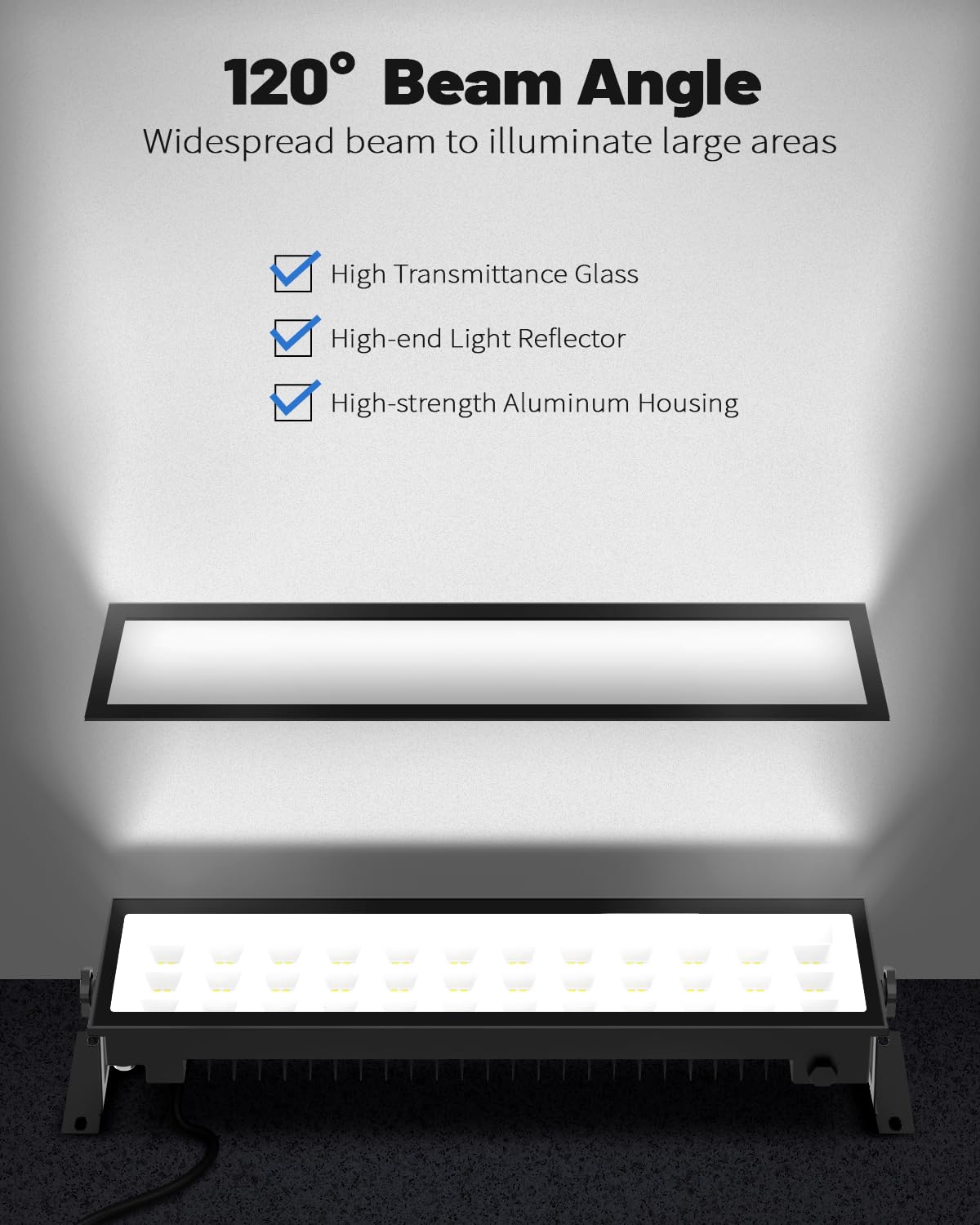 AGranTOP 2 Pack Plug in LED Shop Lights - 100W 15000LM Aluminum Garage Light w/ 9.84ft Power Cord, IP66 Waterproof Shop Lights for Garage, Workshop, Warehouse (Built-in ON/Off Switch) AGranTOP