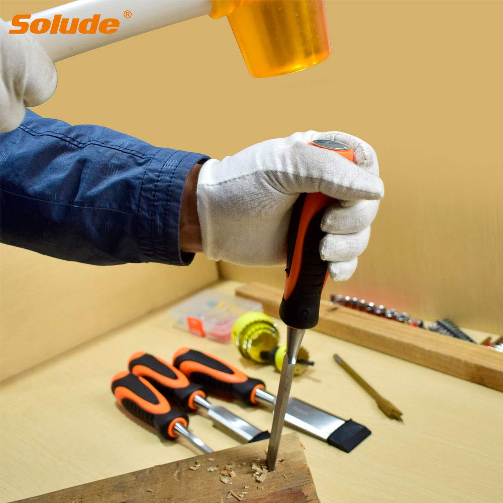 SOLUDE 11Pcs Wood Carving Chisel Set,Heated Treated Cr-V Woodworking Chisels Tool Kit with Sharpening Stone,Honing Guide,Carpenter Pencils SOLUDE